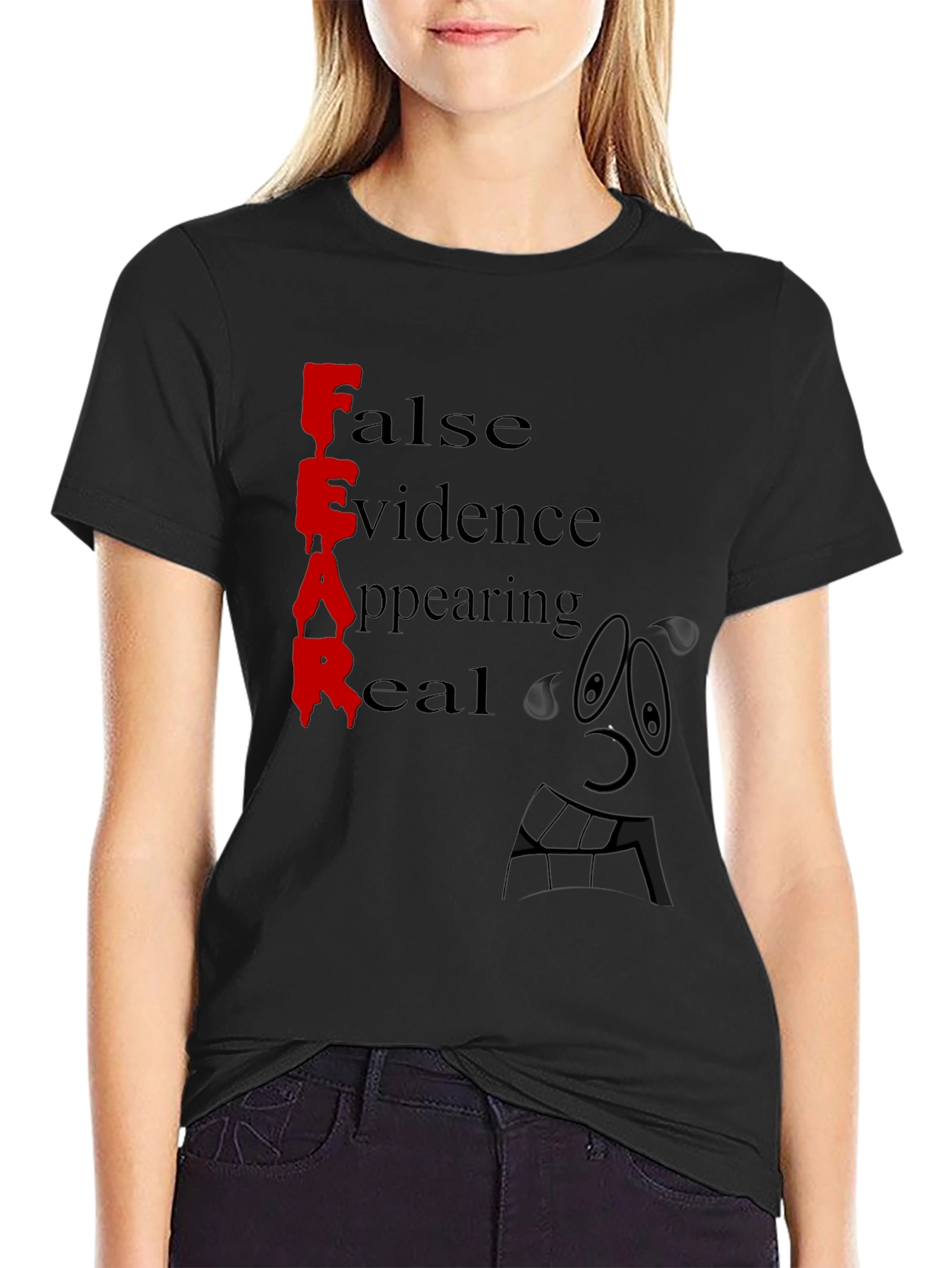 Fear False Evidence Appearing Real Black Tee