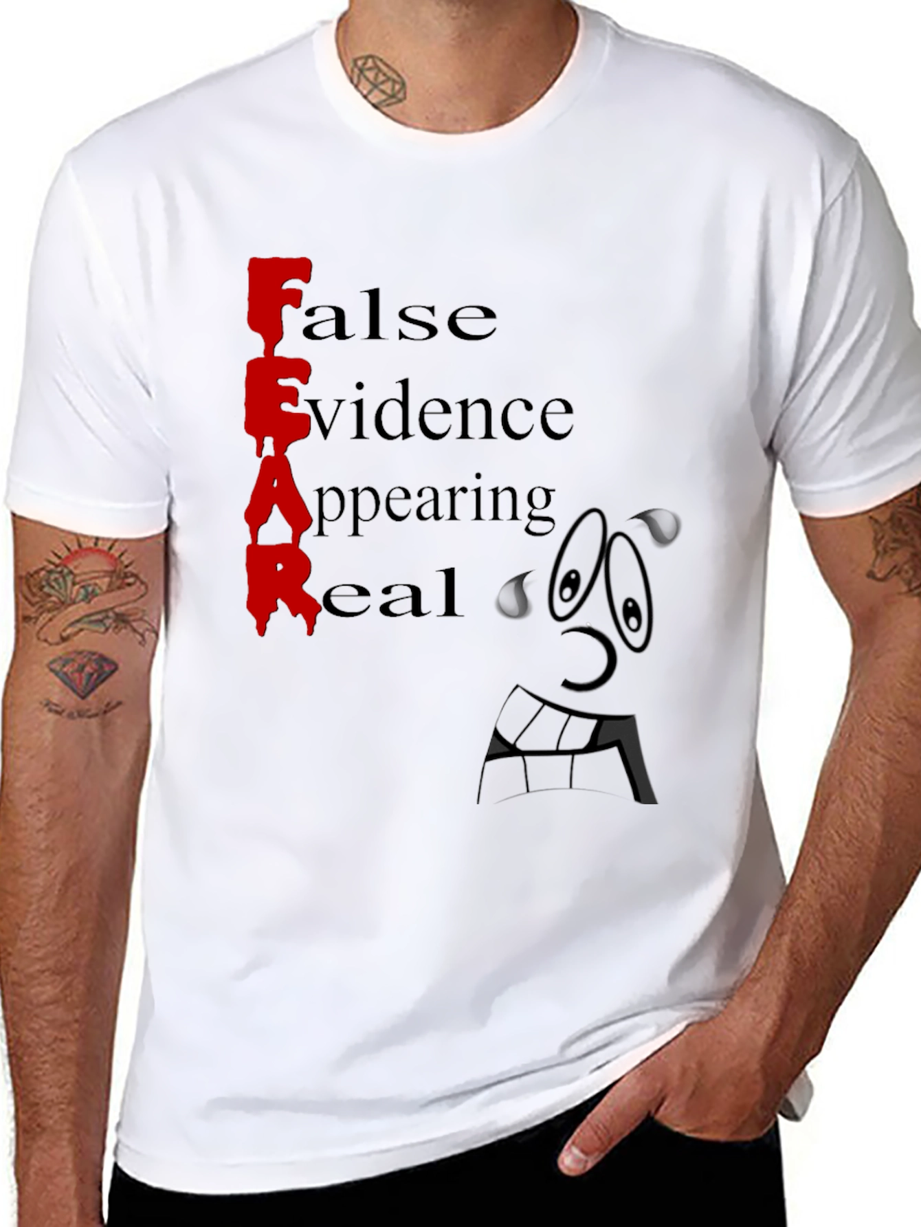 Fear False Evidence Appearing Real Black Tee