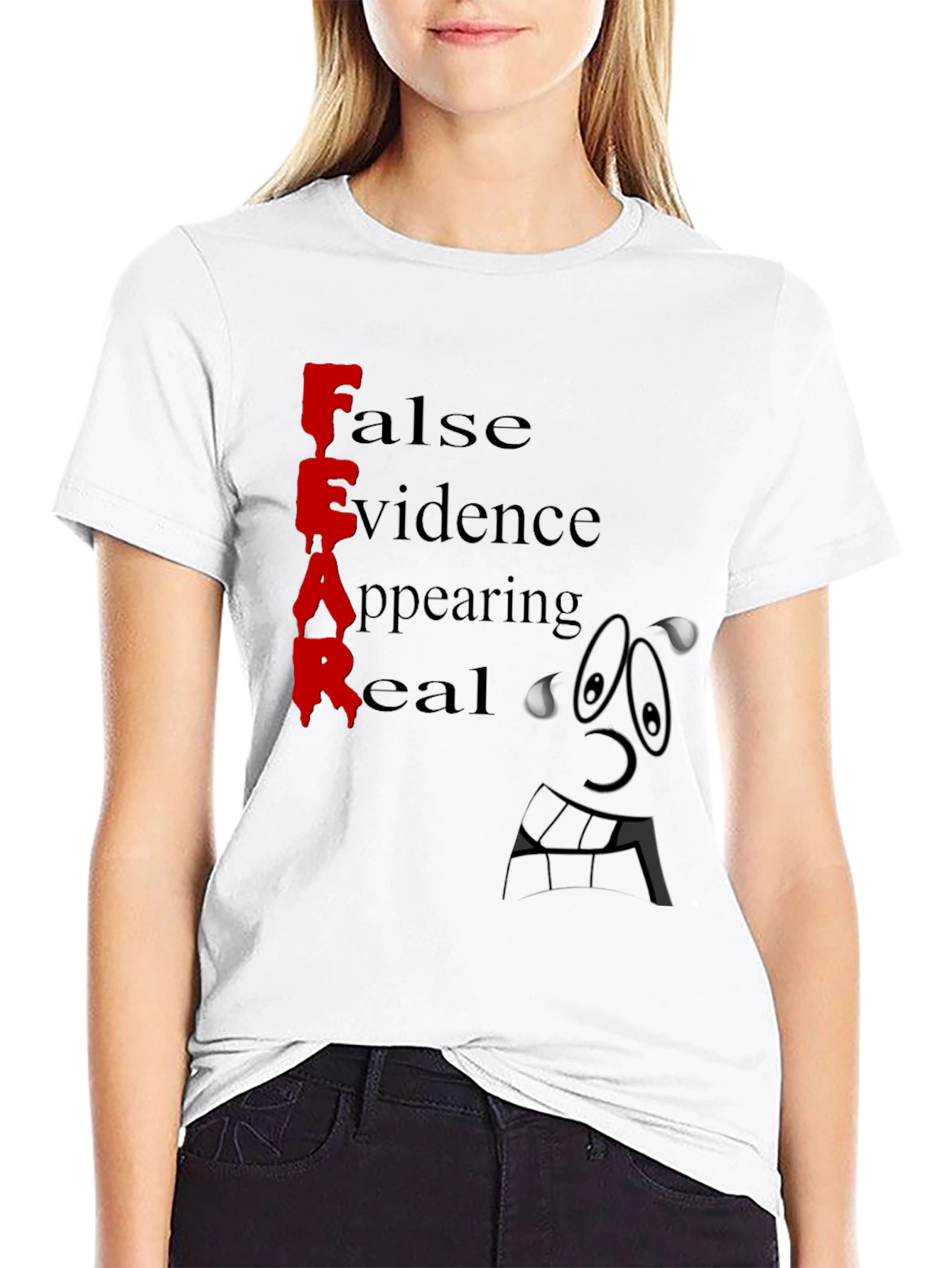 Fear False Evidence Appearing Real Black Tee