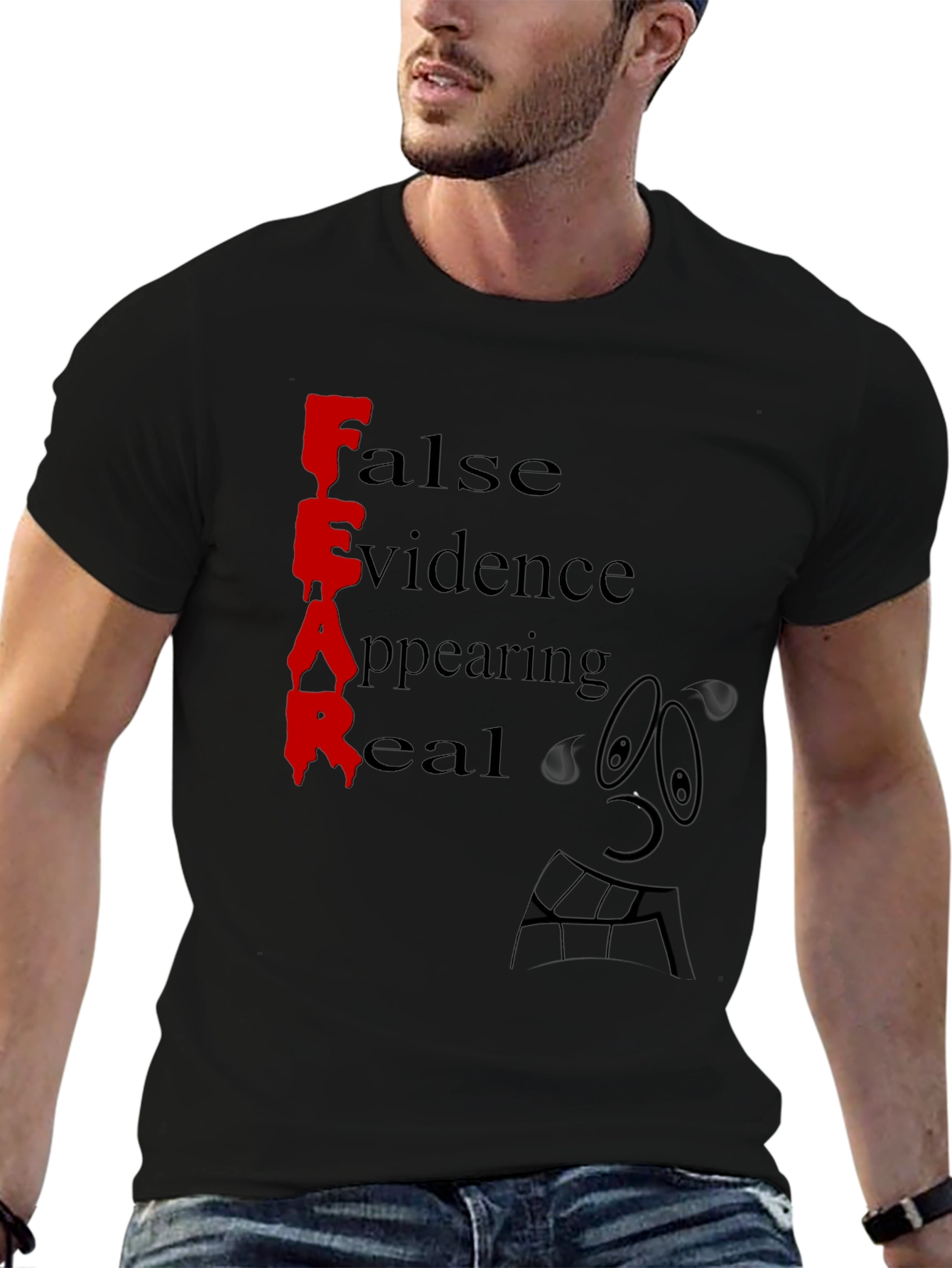 Fear False Evidence Appearing Real Black Tee