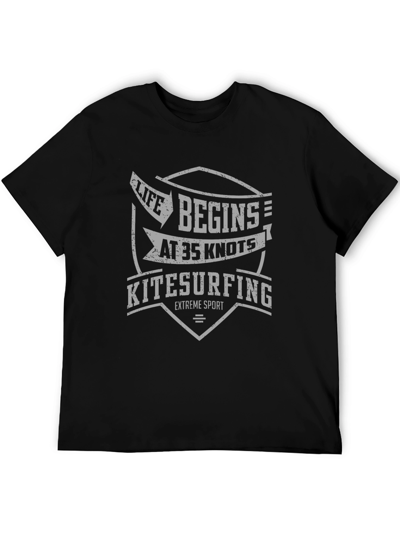 Kitesurfing Life Begins at 35 Knots Black T-Shirt