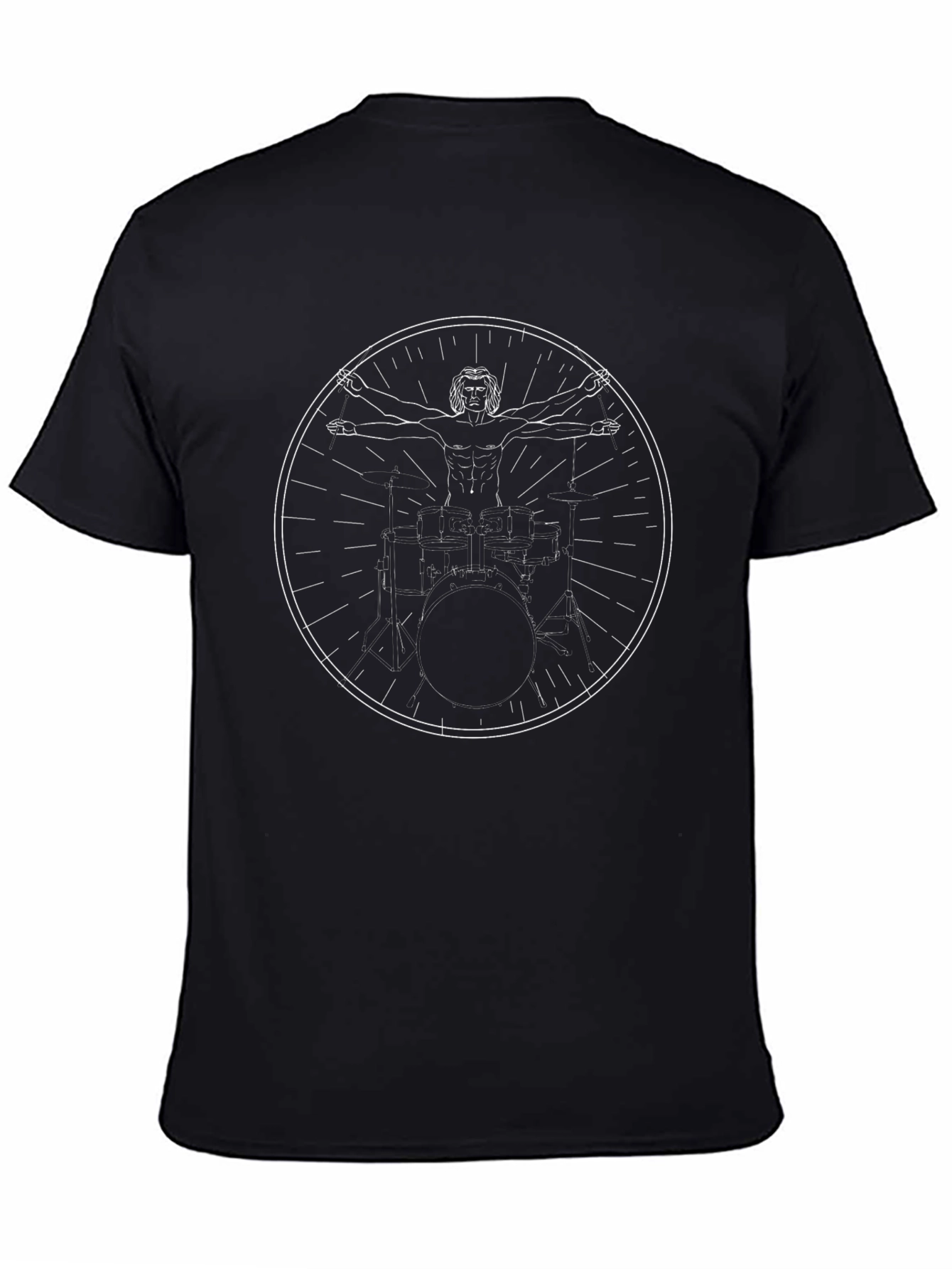 Vitruvian Drummer Black Graphic Tee