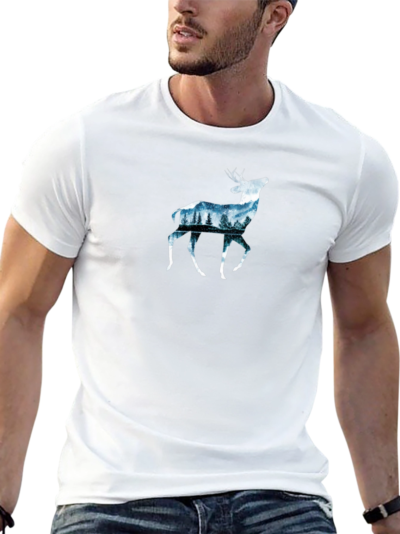 Deer Forest Graphic Tee - Nature Inspired Design