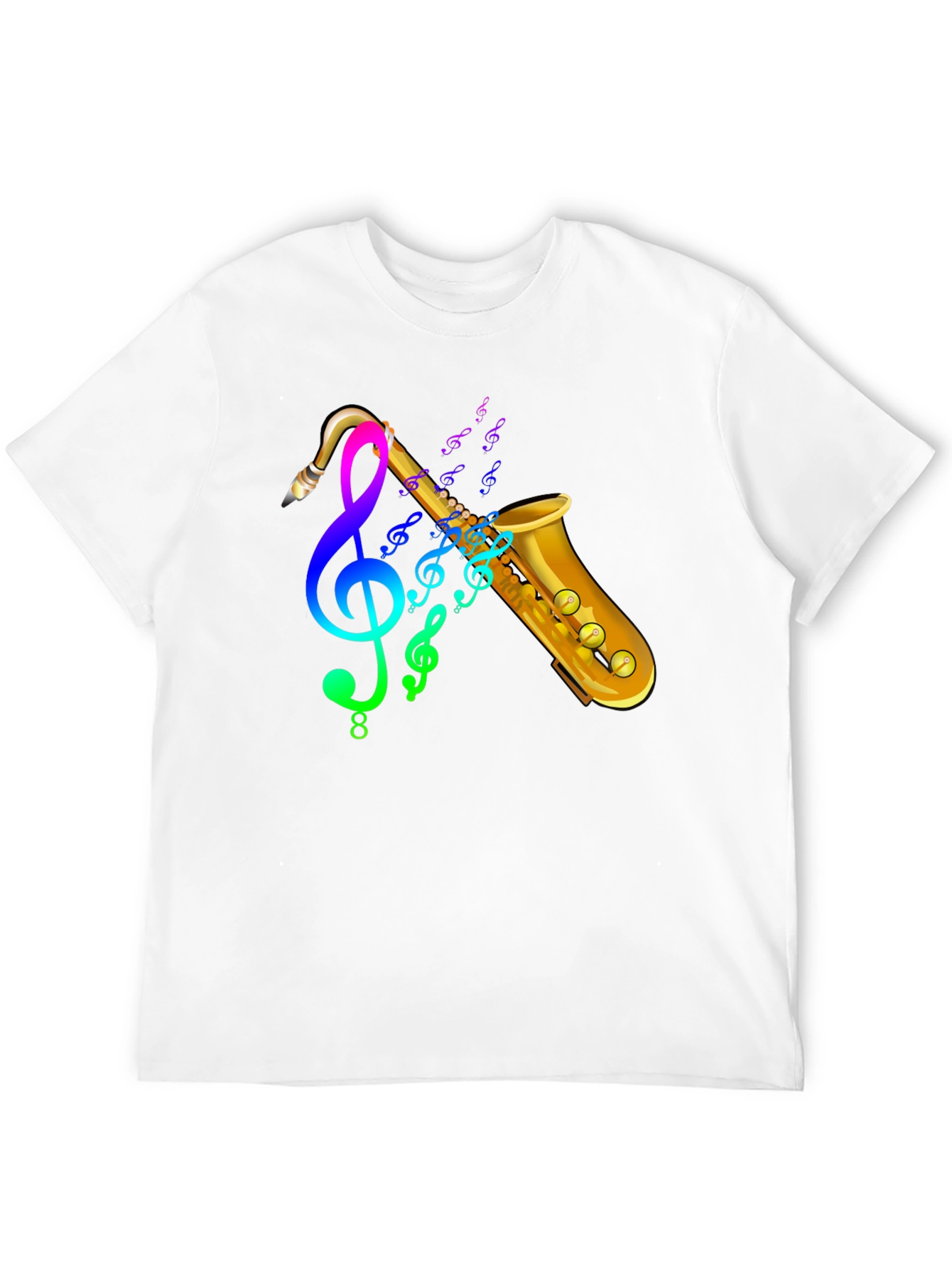 Saxophone & Music Notes Graphic Black T-Shirt
