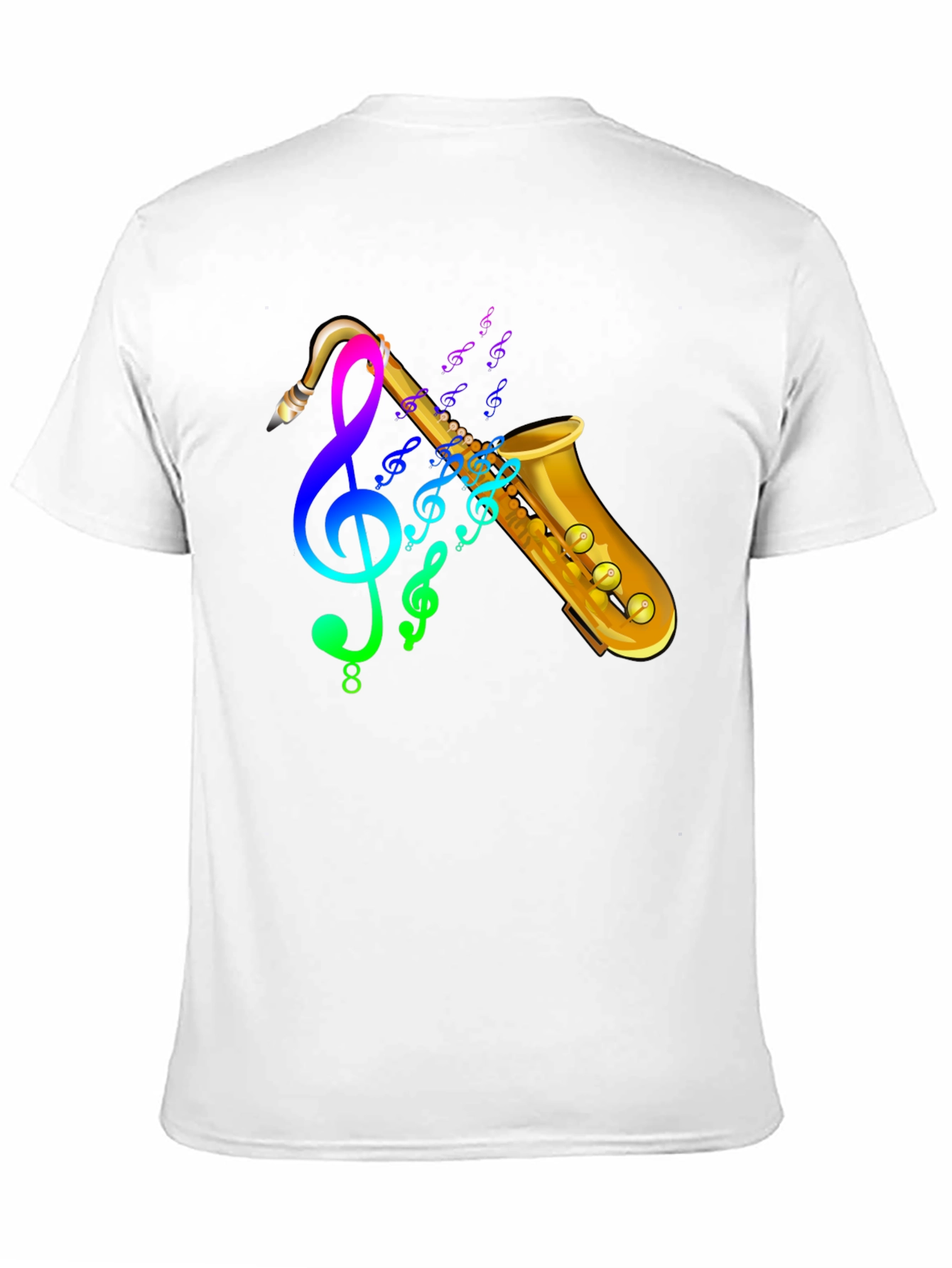 Saxophone & Music Notes Graphic Black T-Shirt