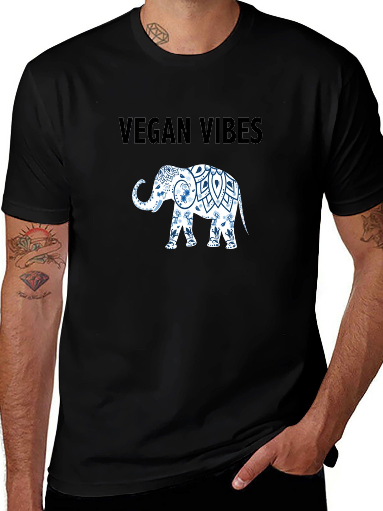 Vegan Vibes Elephant Graphic T-Shirt