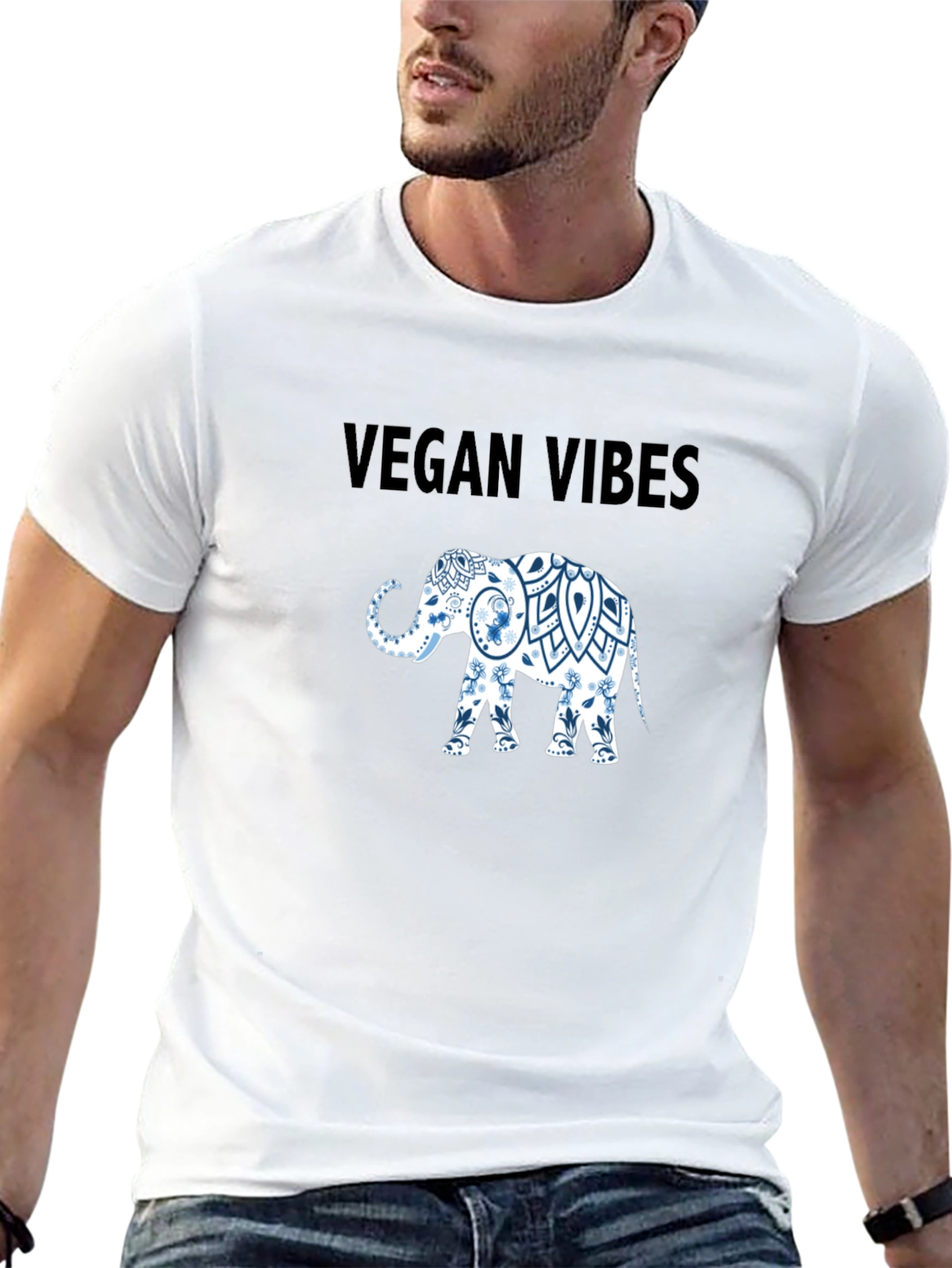 Vegan Vibes Elephant Graphic T-Shirt