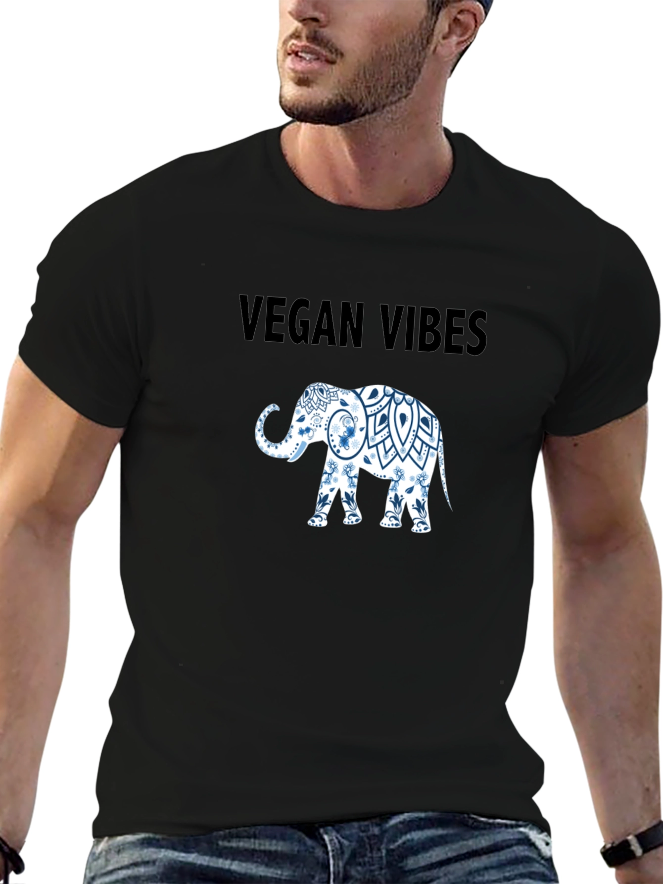 Vegan Vibes Elephant Graphic T-Shirt