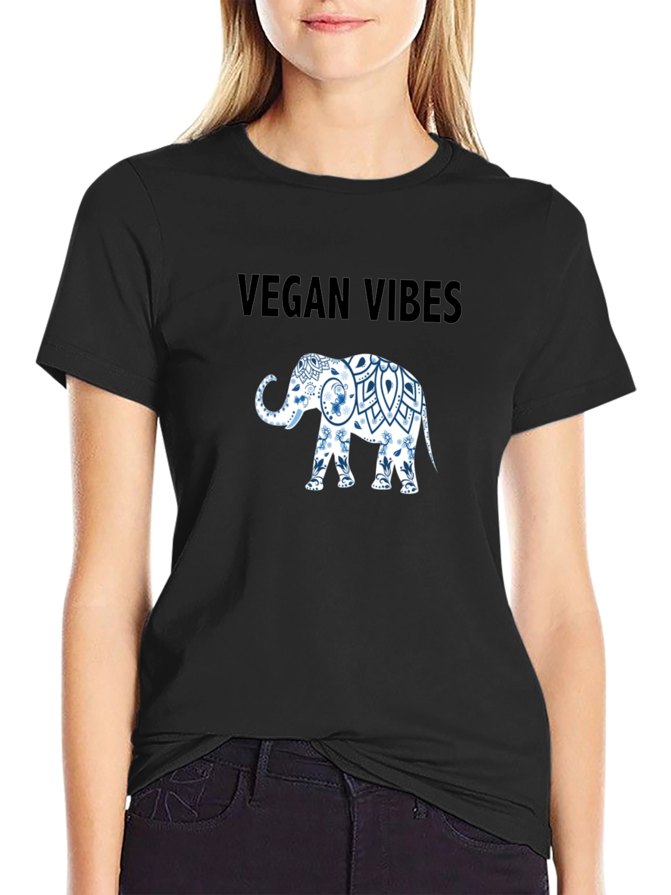 Vegan Vibes Elephant Graphic T-Shirt
