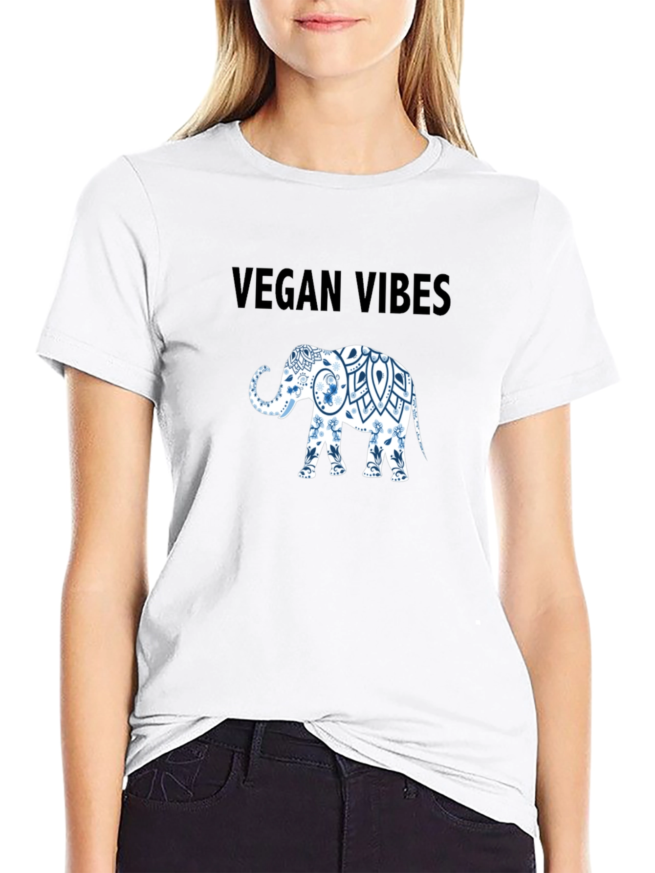 Vegan Vibes Elephant Graphic T-Shirt