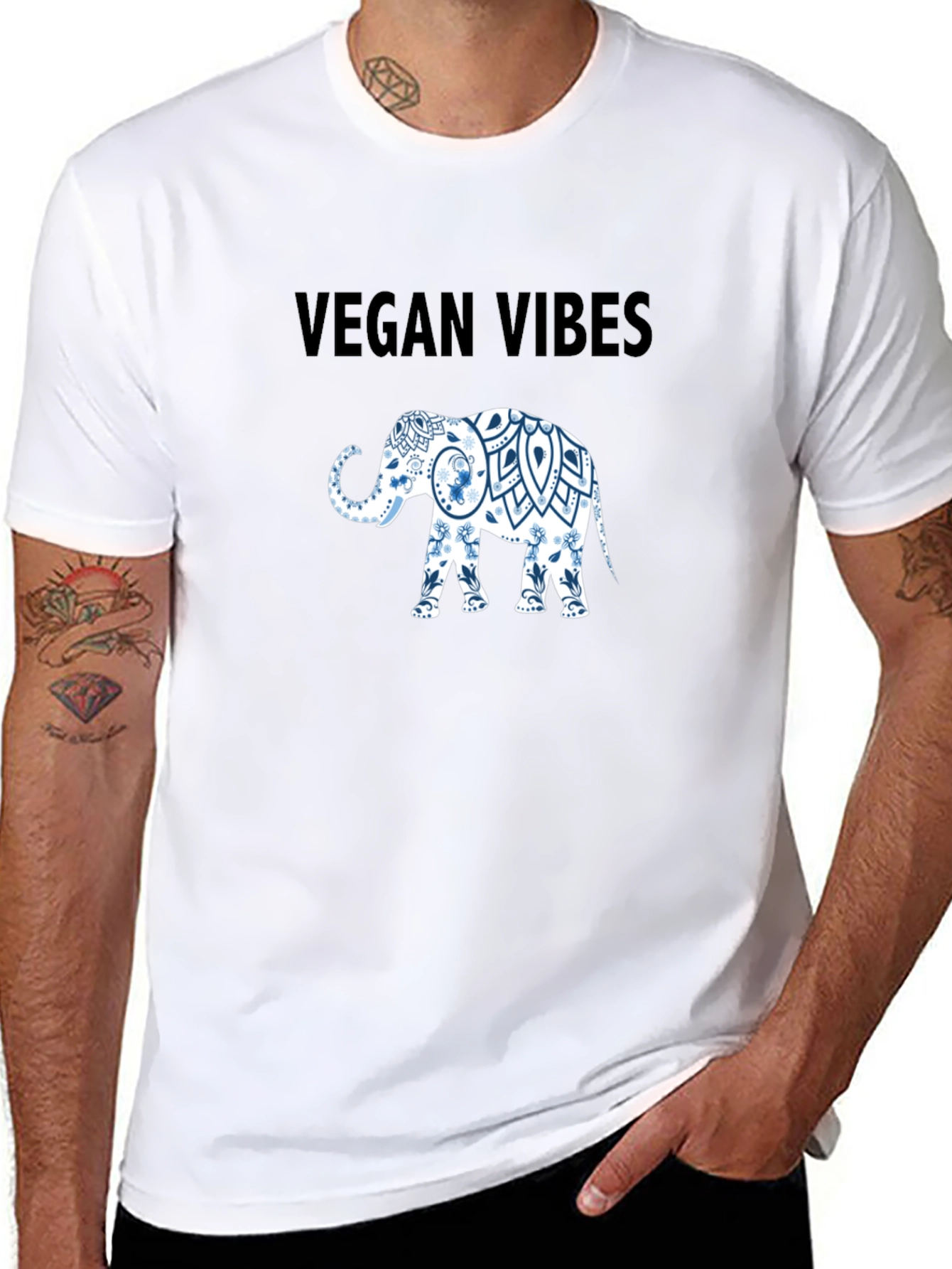 Vegan Vibes Elephant Graphic T-Shirt