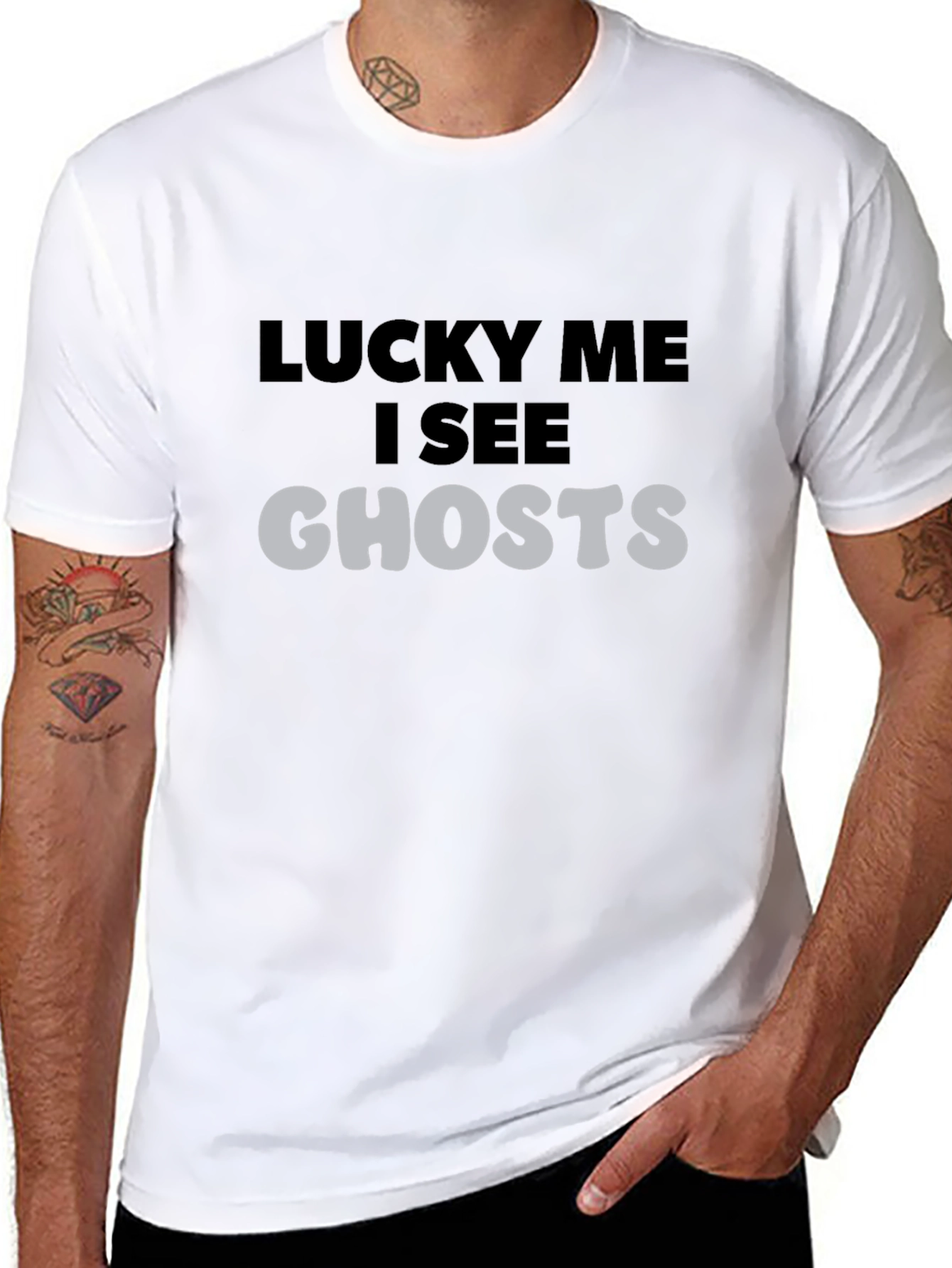 Lucky Me I See Ghosts Black Graphic Tee