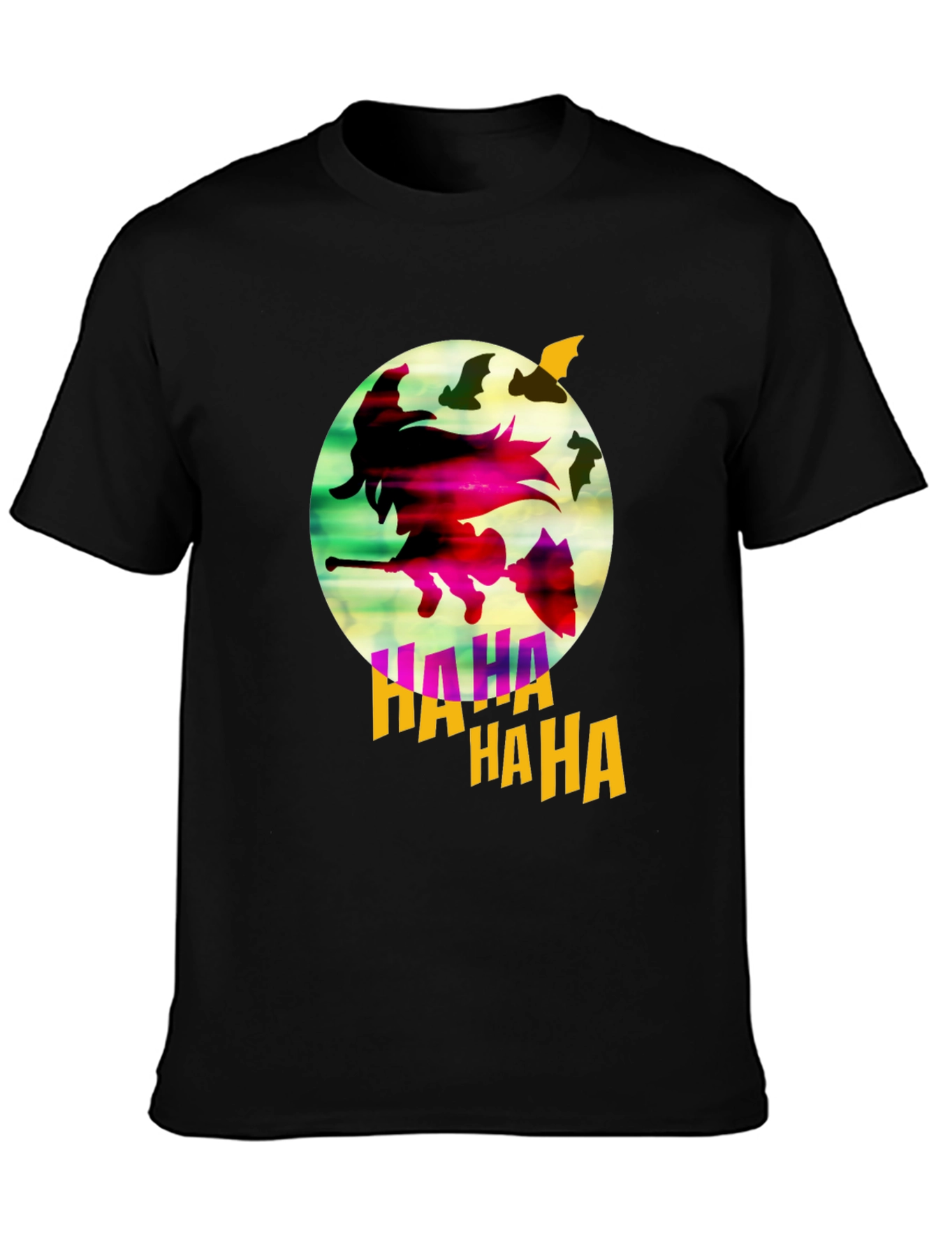 Witch & Bats Graphic Tee - Halloween Shirt
