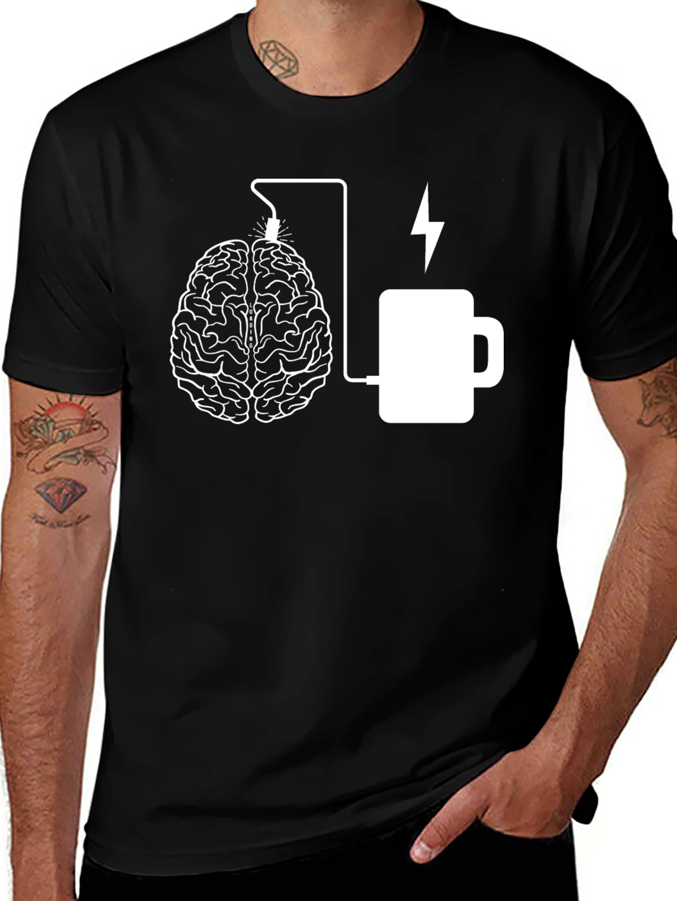 Brain & Coffee Charge Graphic Tee