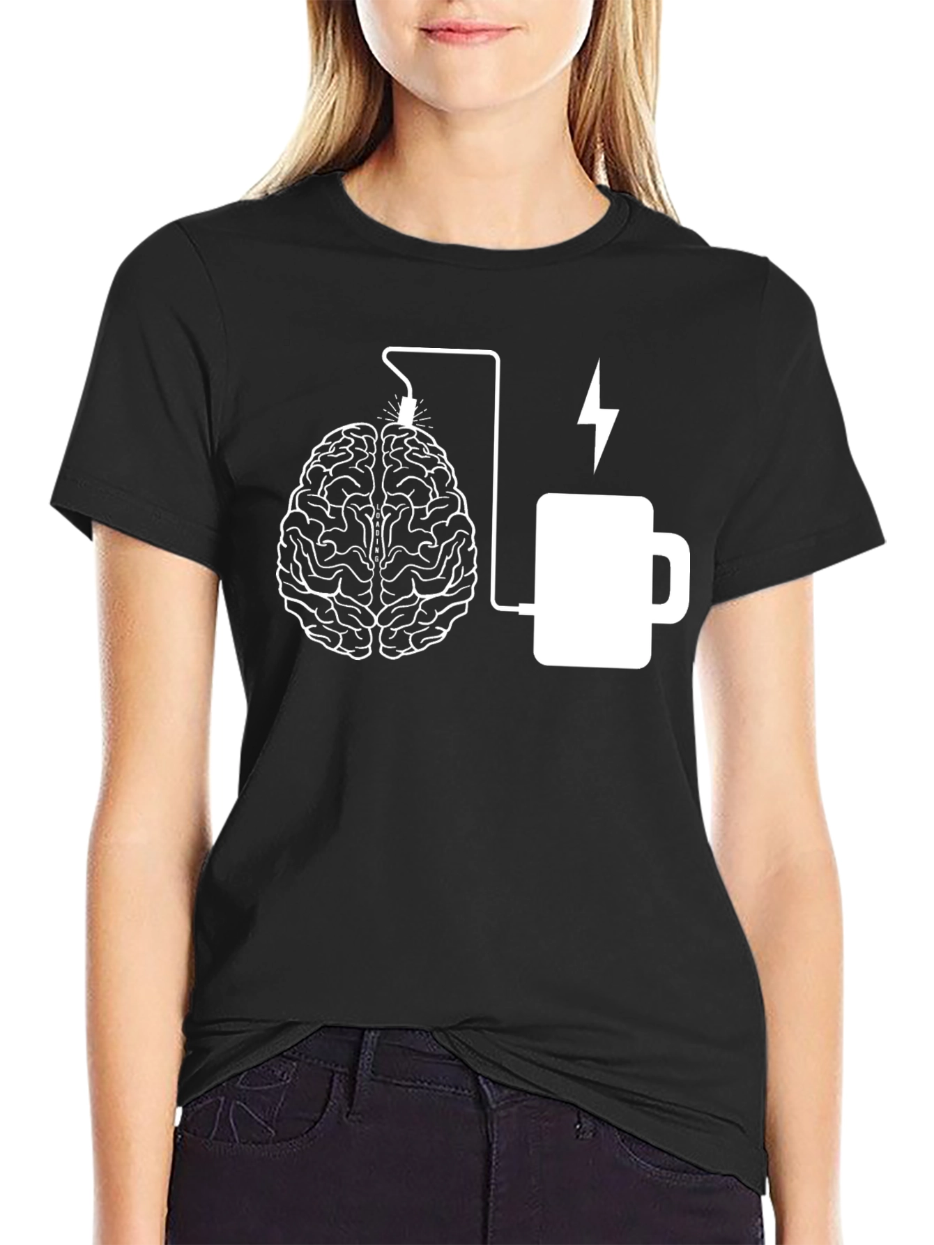 Brain & Coffee Charge Graphic Tee