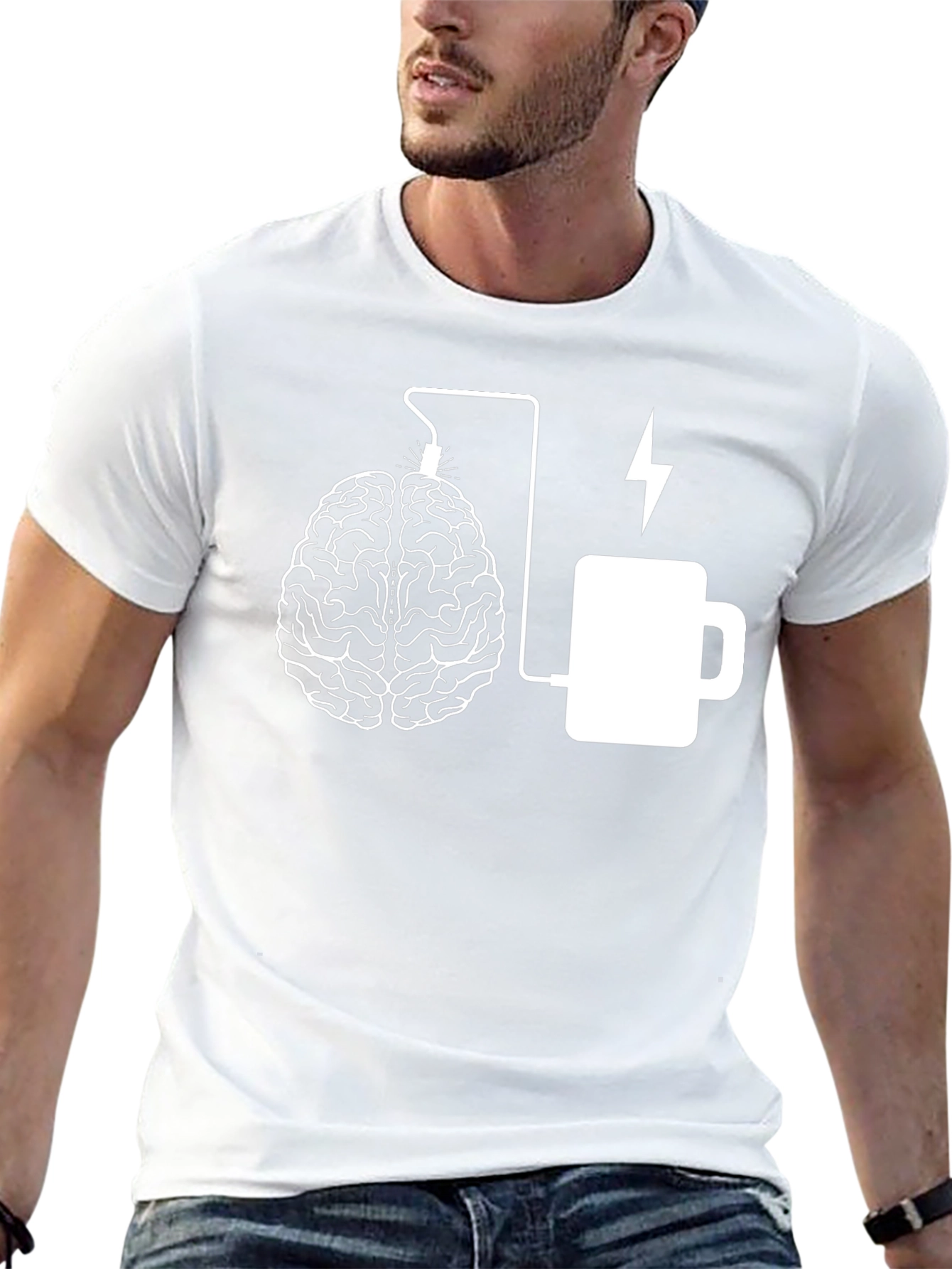 Brain & Coffee Charge Graphic Tee