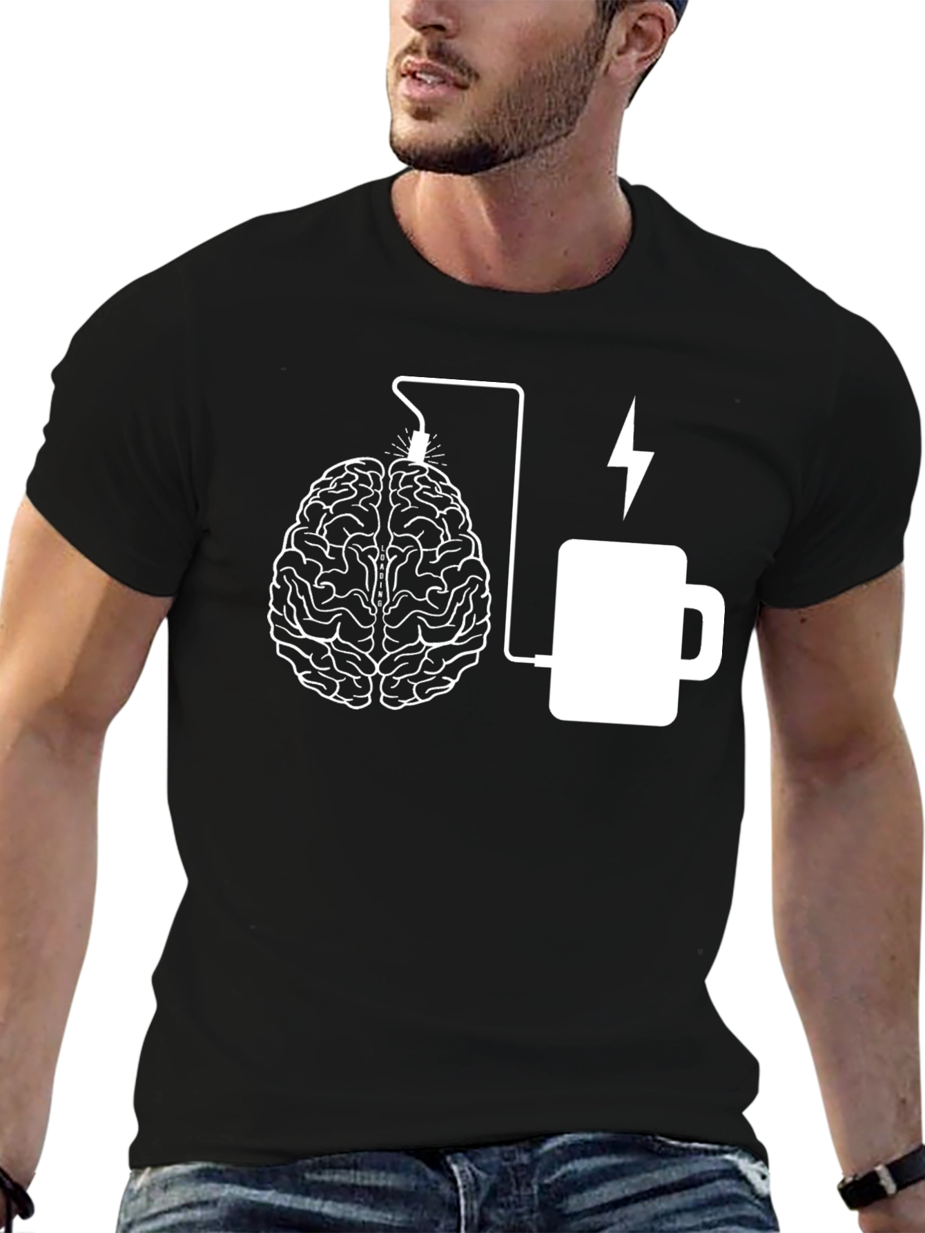 Brain & Coffee Charge Graphic Tee