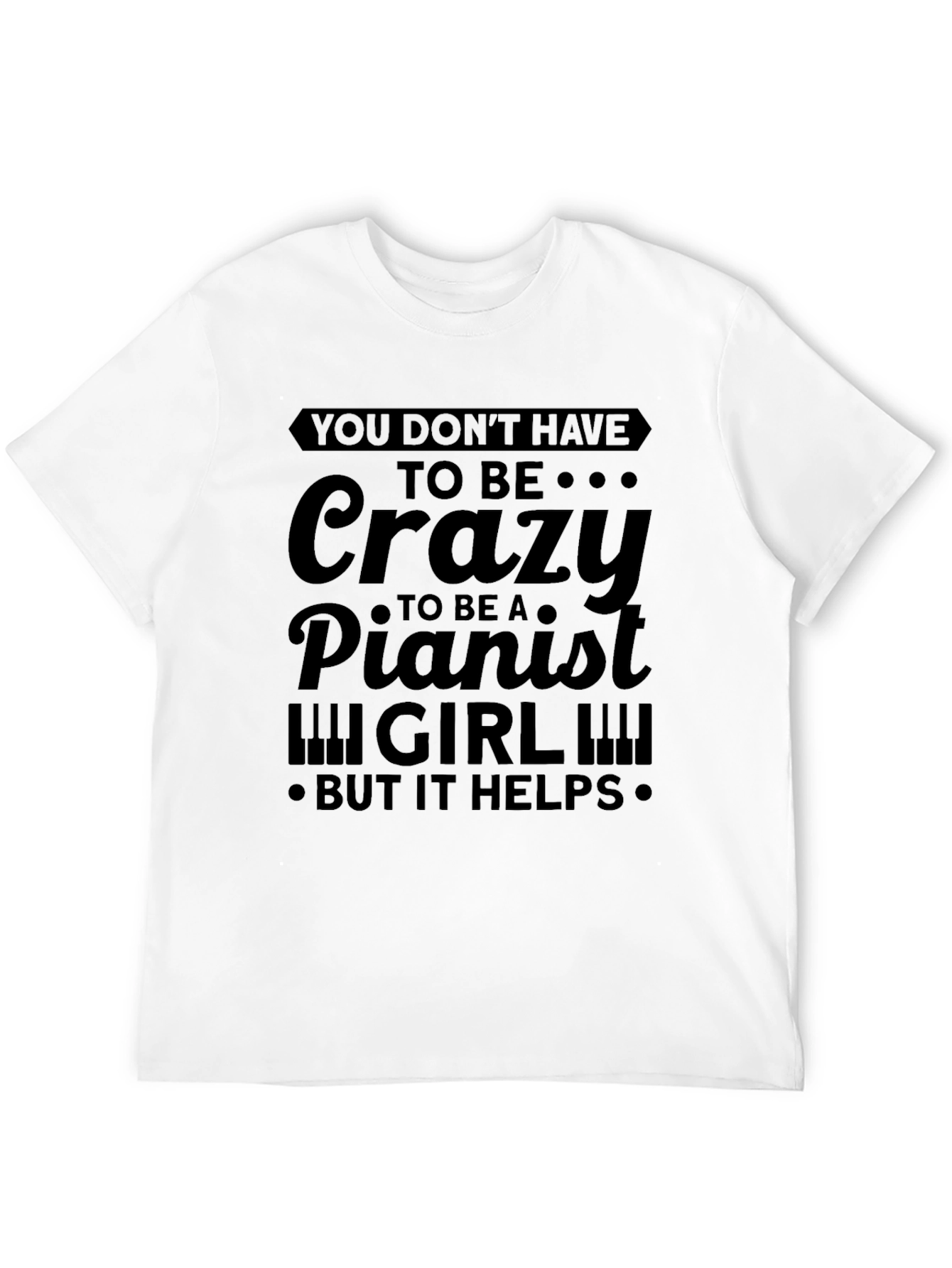 Crazy Pianist Girl T-Shirt - Novelty Music Tee
