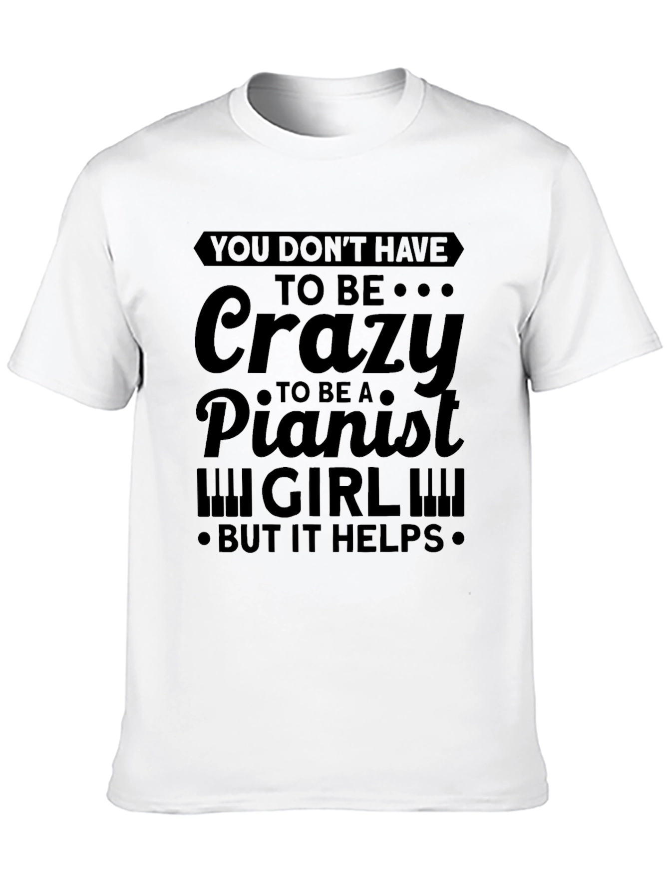 Crazy Pianist Girl T-Shirt - Novelty Music Tee