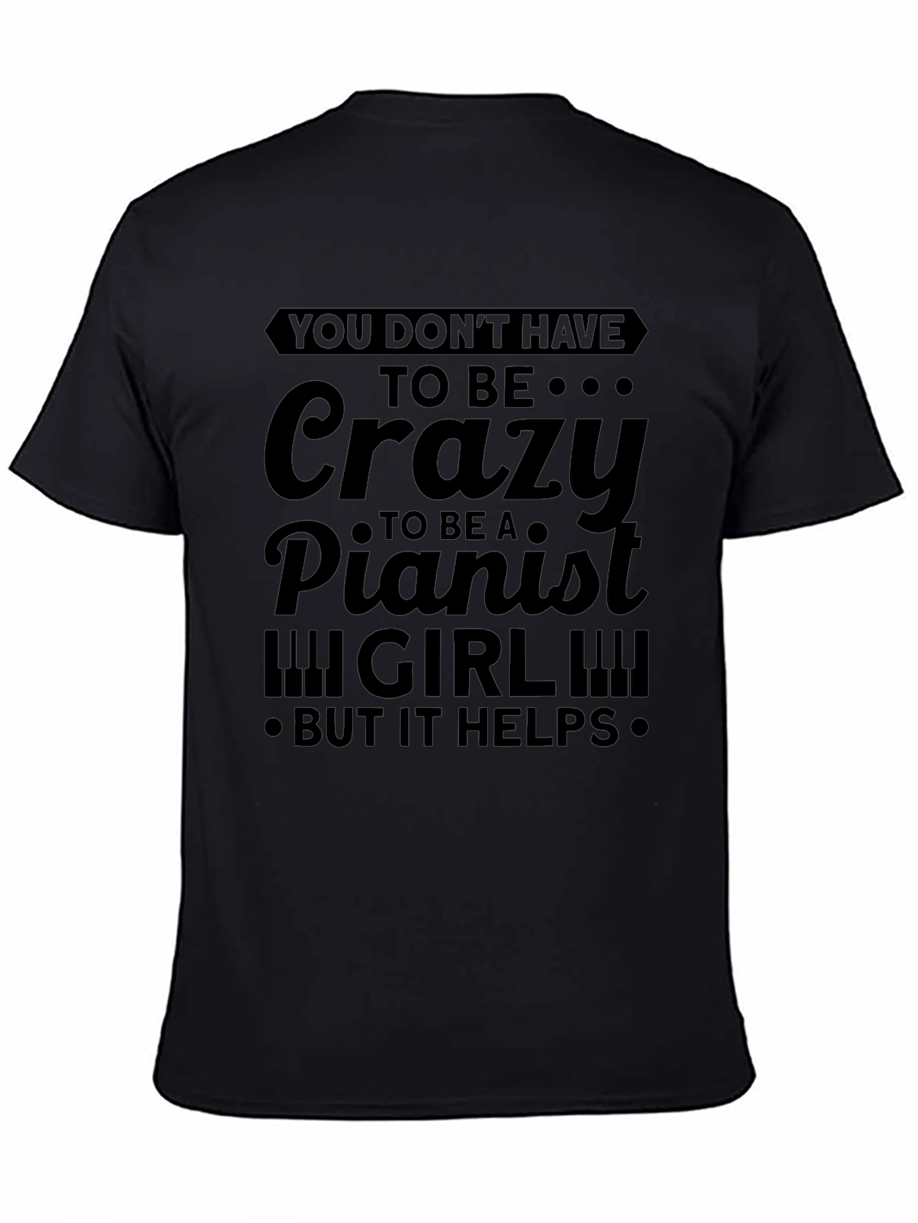 Crazy Pianist Girl T-Shirt - Novelty Music Tee
