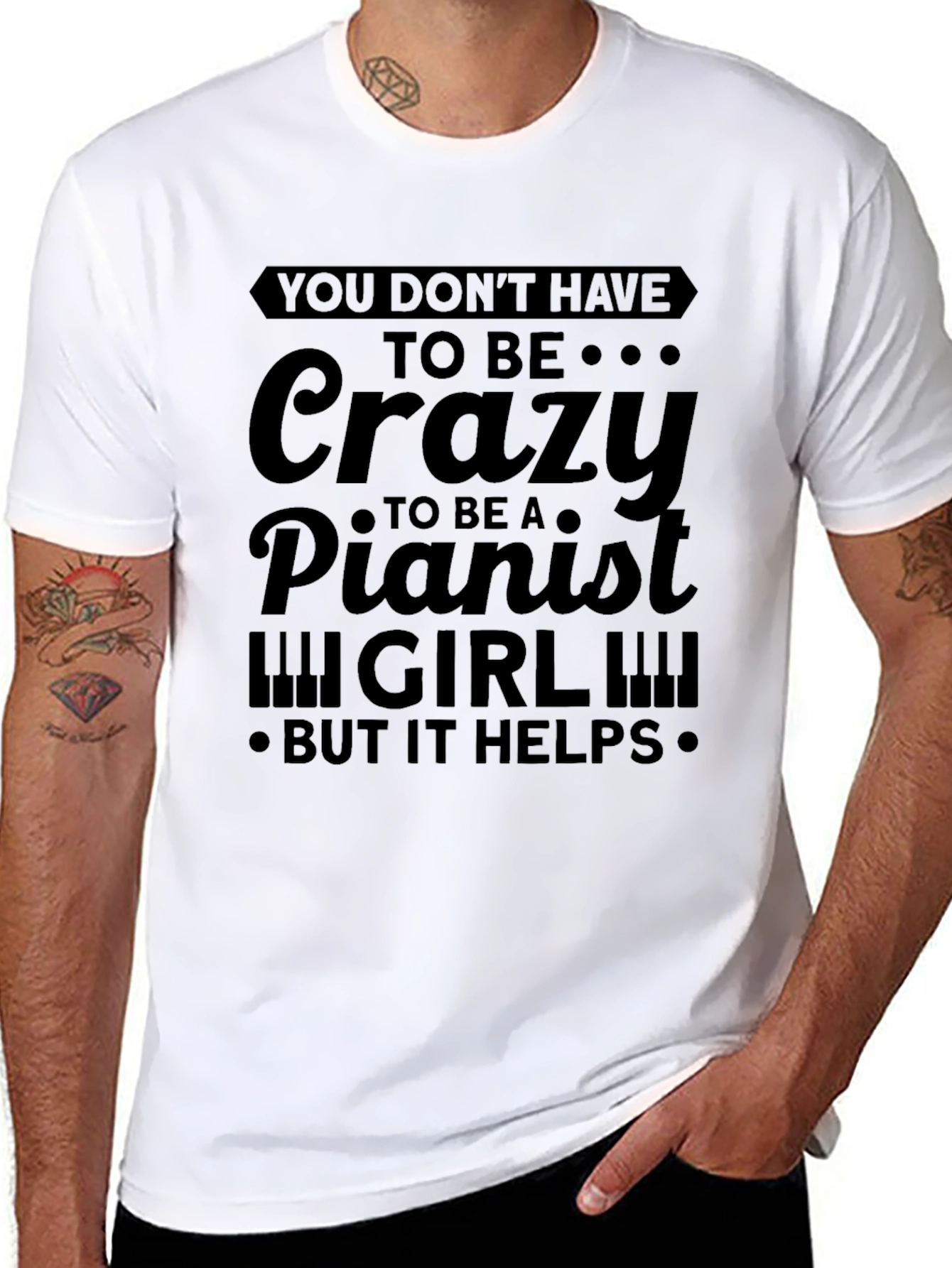 Crazy Pianist Girl T-Shirt - Novelty Music Tee