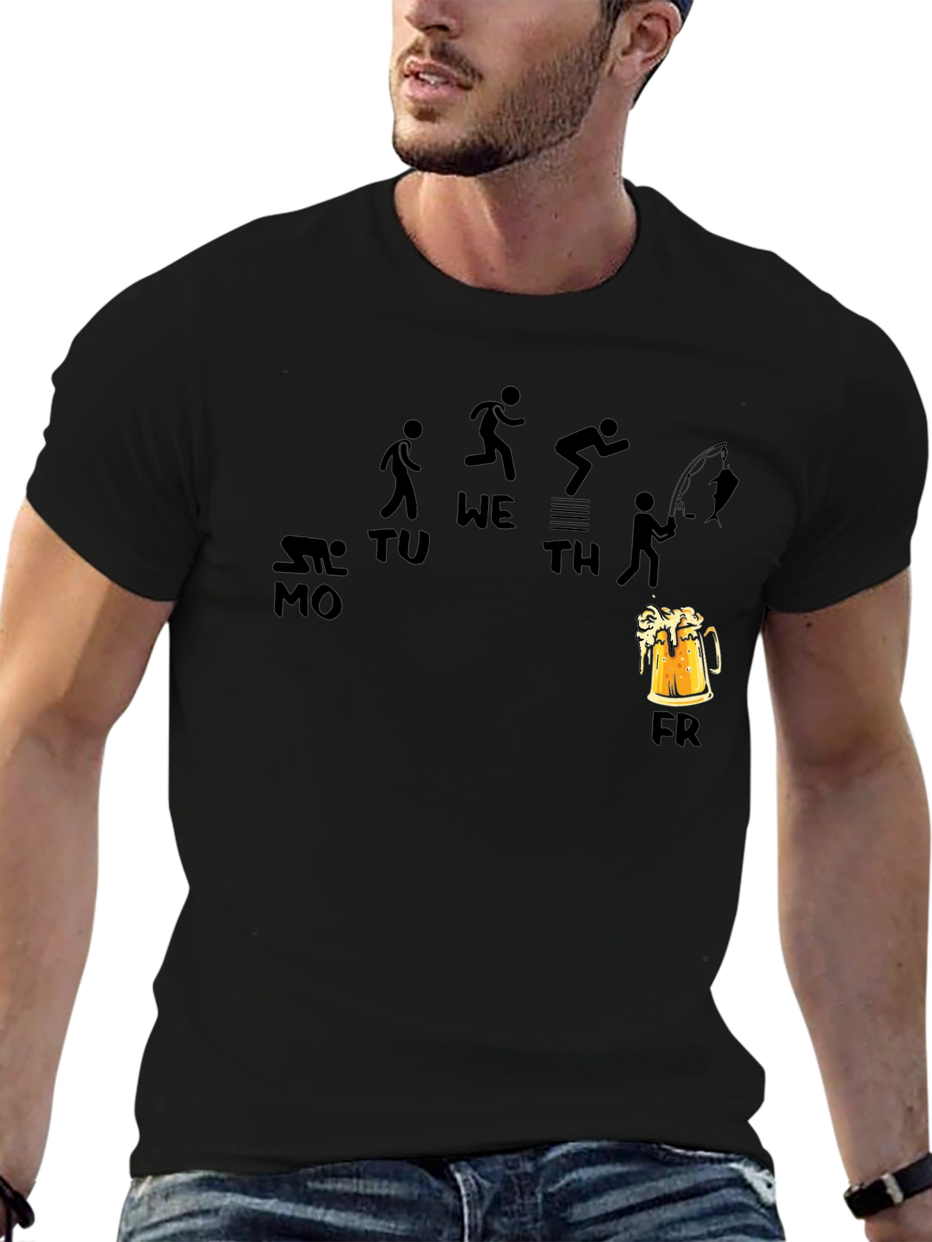 Funny Weekday Progression Black T-Shirt
