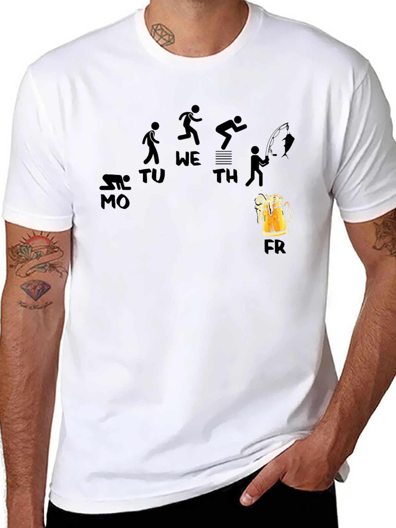 Funny Weekday Progression Black T-Shirt