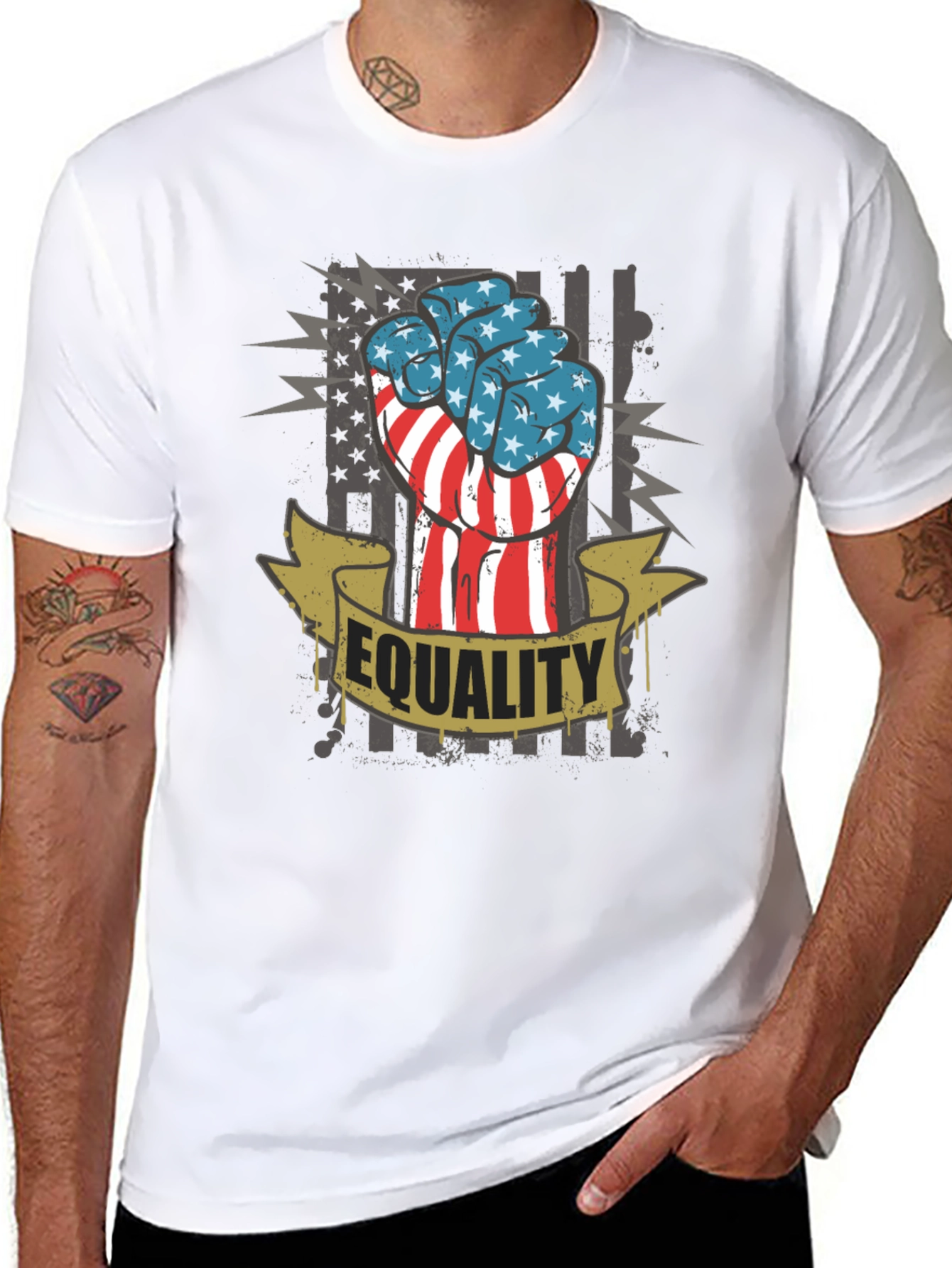 Equality Fist USA Flag Graphic Tee