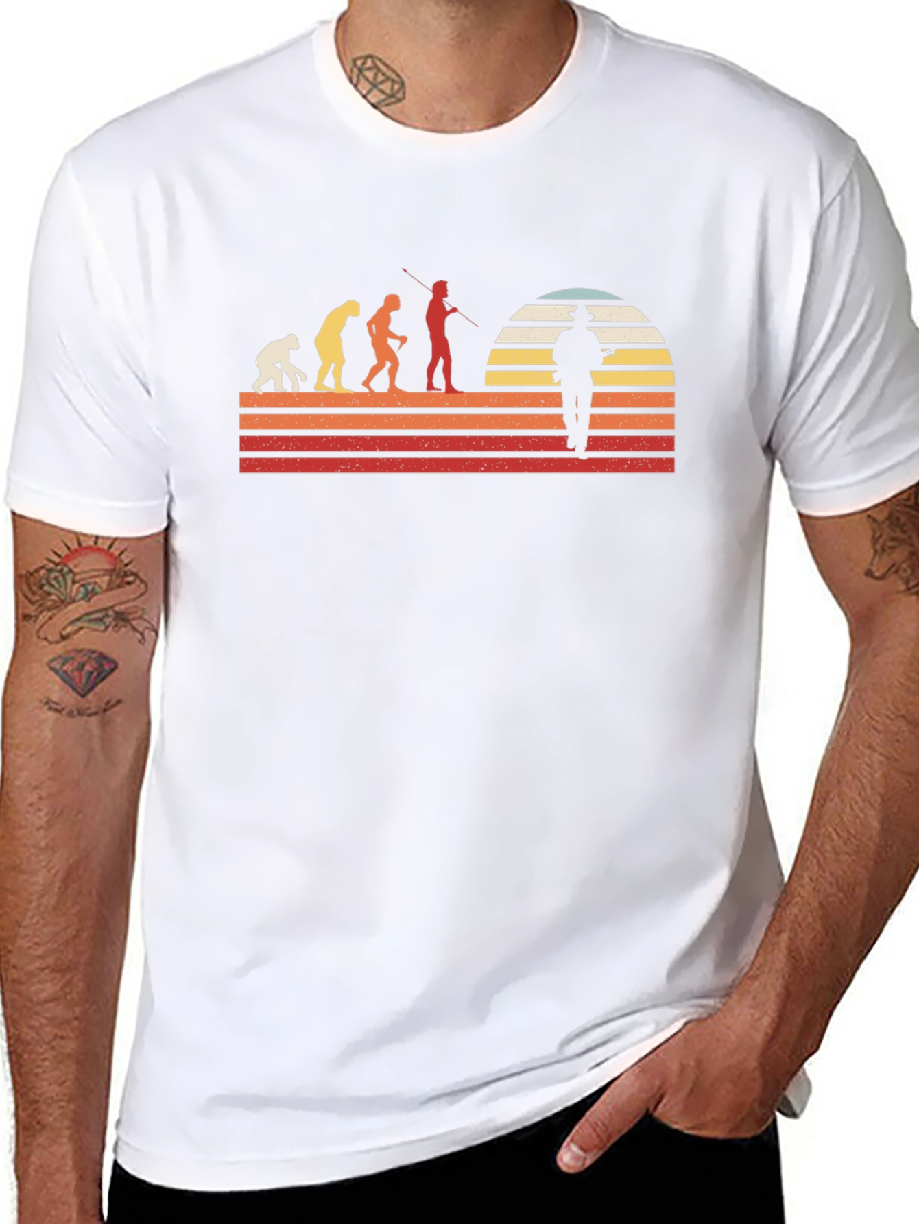 Evolution of Fisherman Retro Graphic T-Shirt