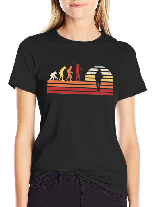Evolution of Fisherman Retro Graphic T-Shirt