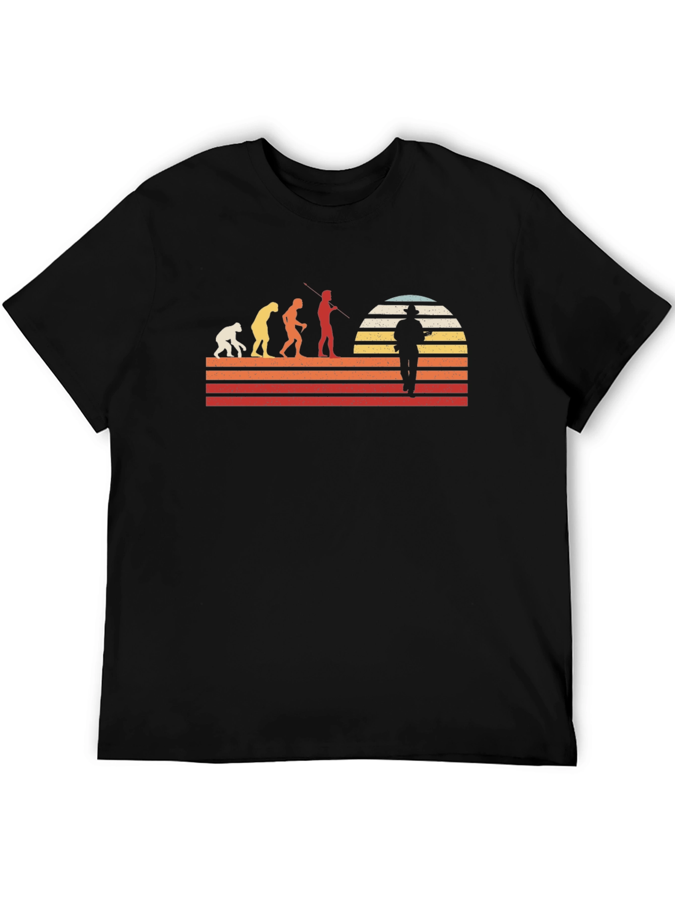 Evolution of Fisherman Retro Graphic T-Shirt