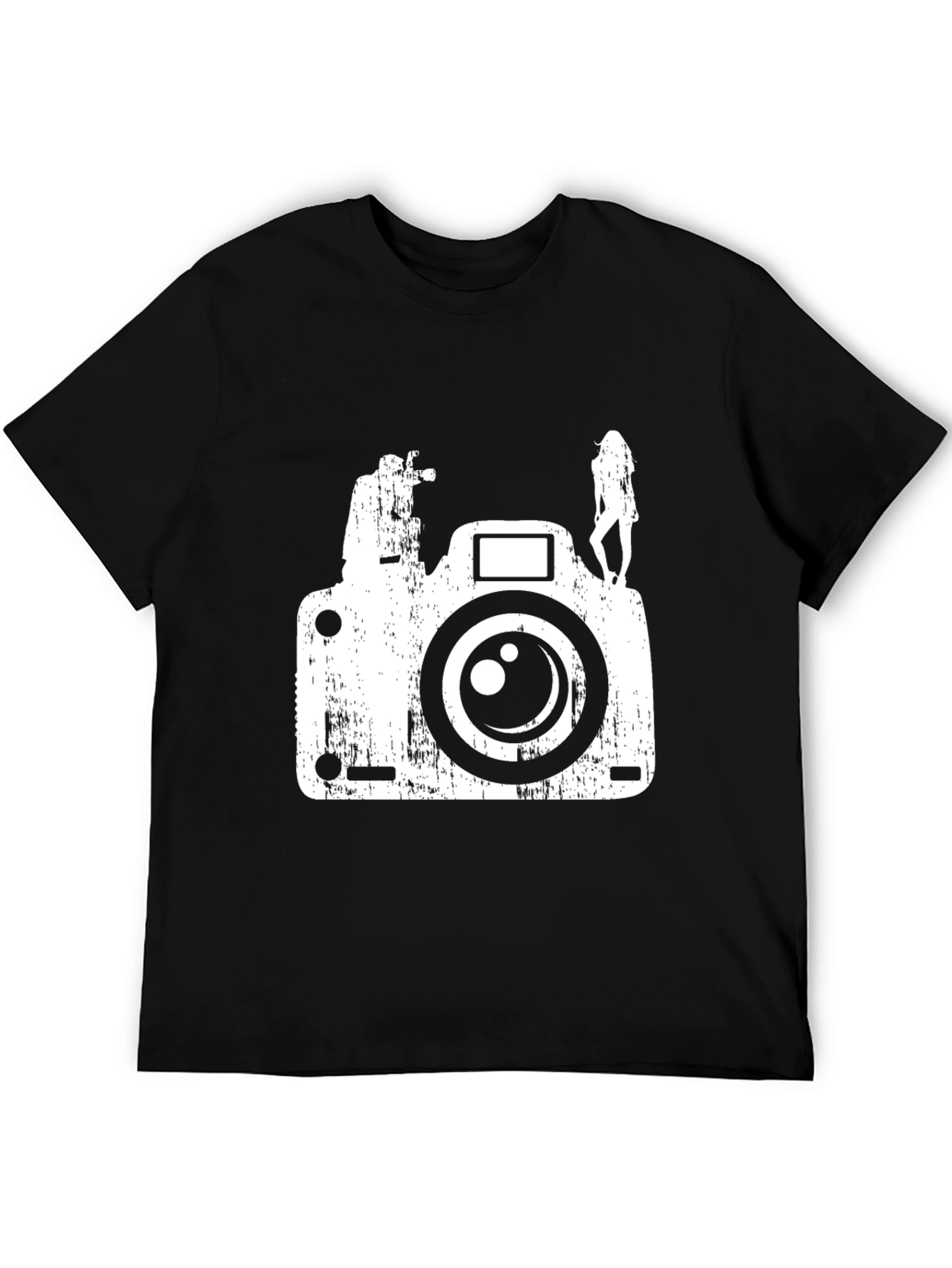 Distressed Camera Graphic Tee - Black