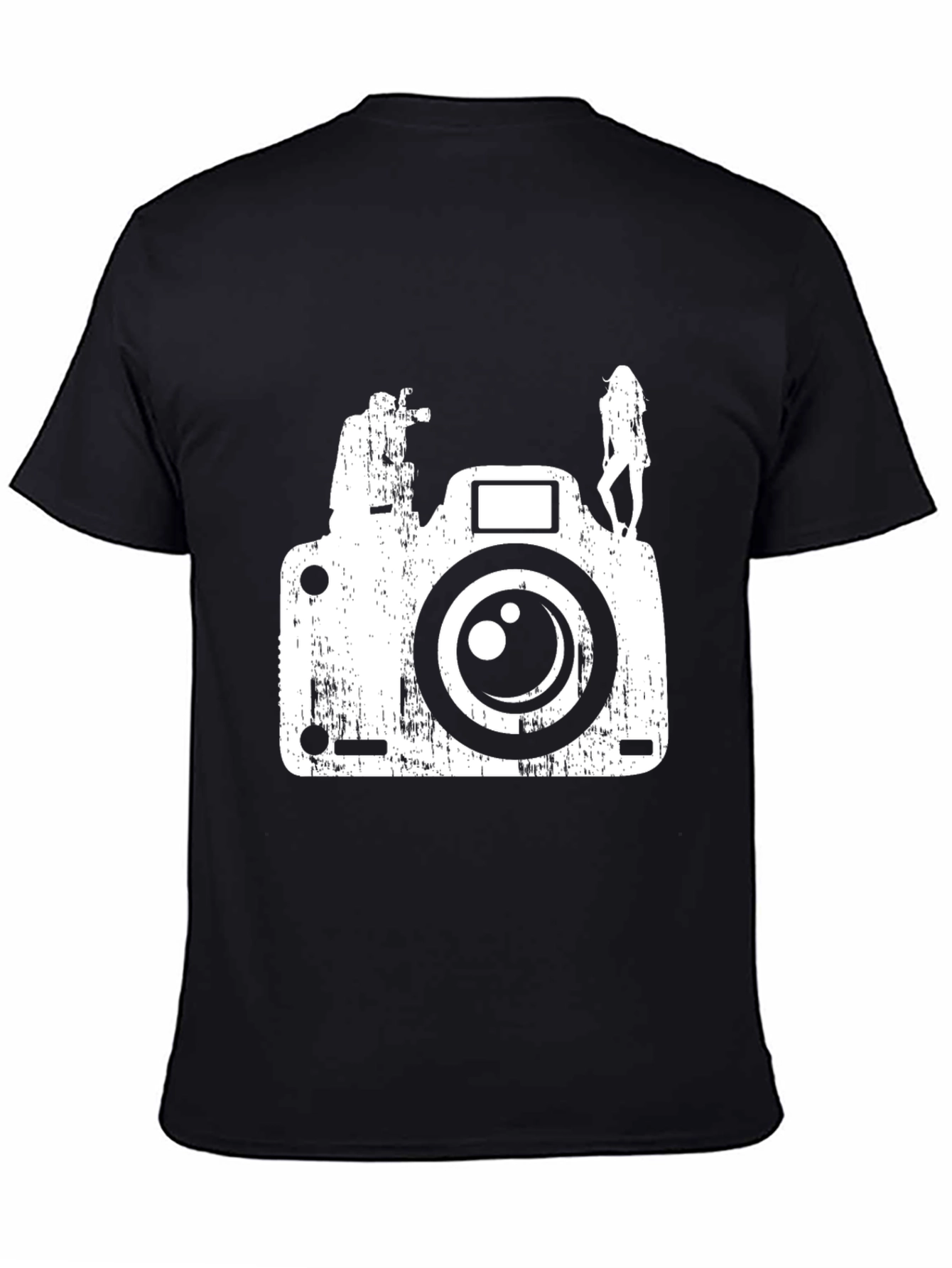 Distressed Camera Graphic Tee - Black
