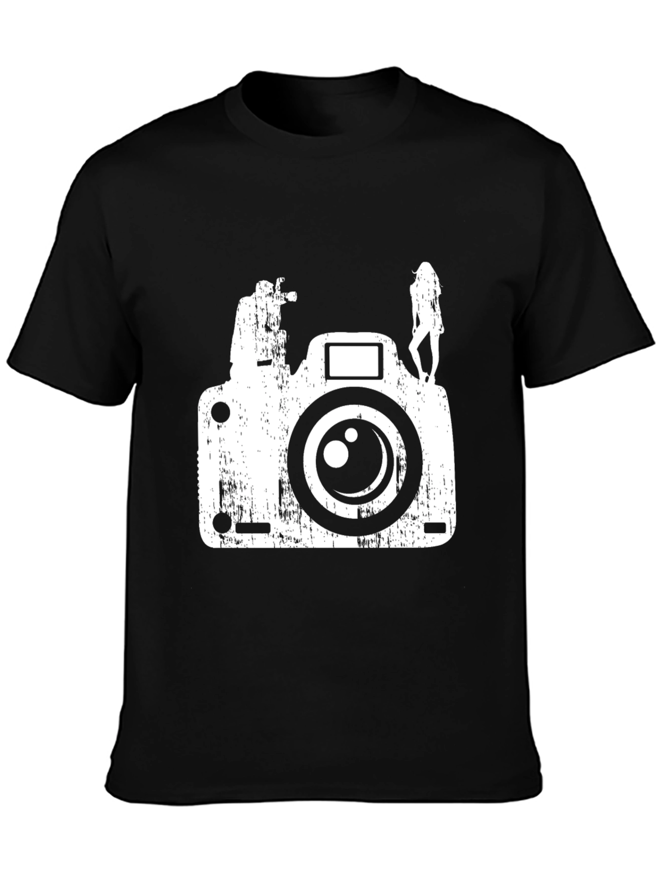 Distressed Camera Graphic Tee - Black