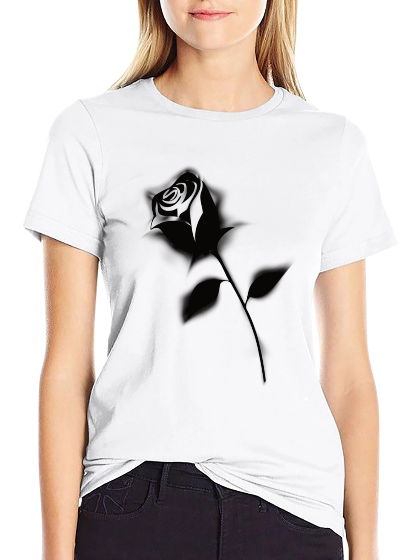 Mens Black Rose Graphic T-Shirt