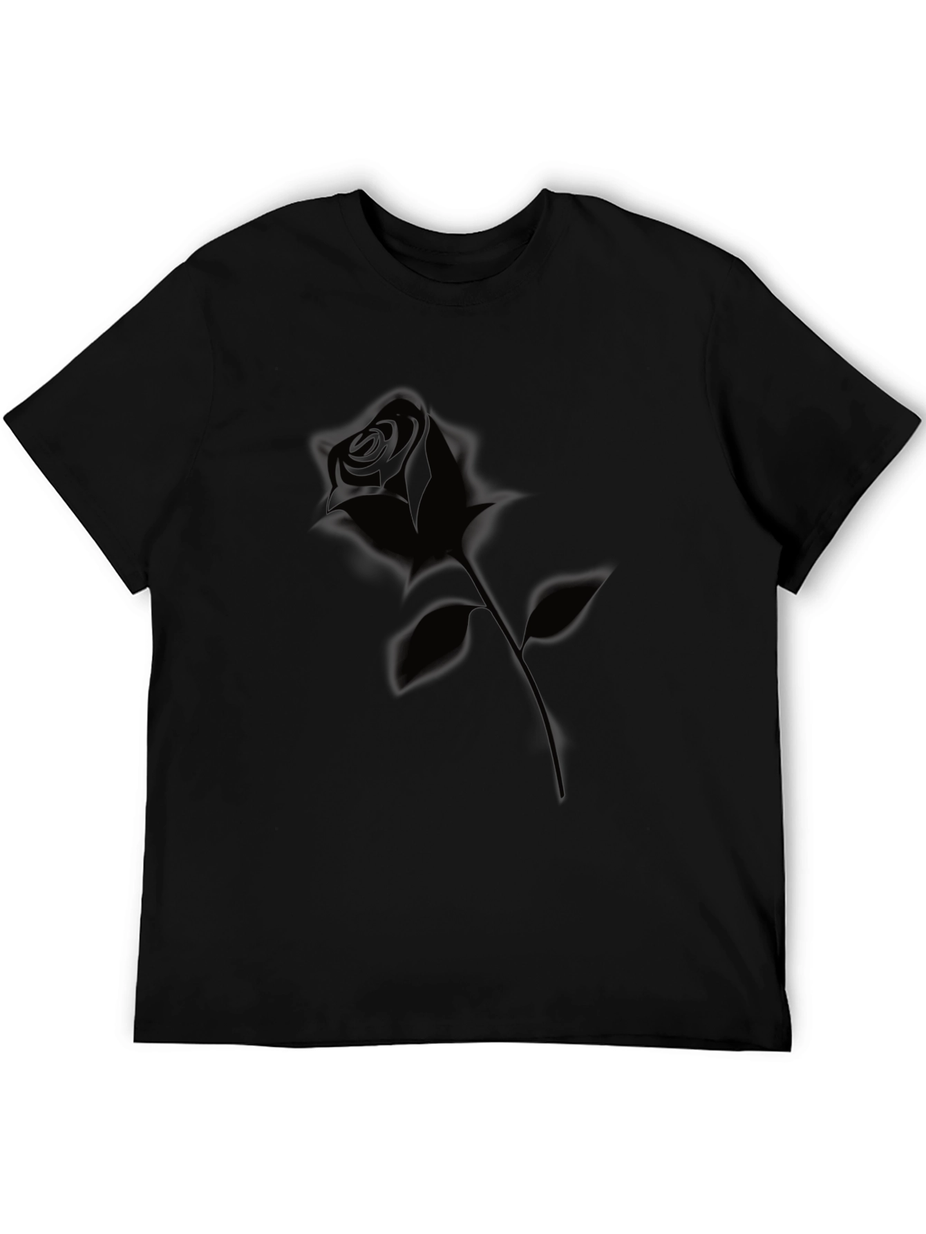 Mens Black Rose Graphic T-Shirt