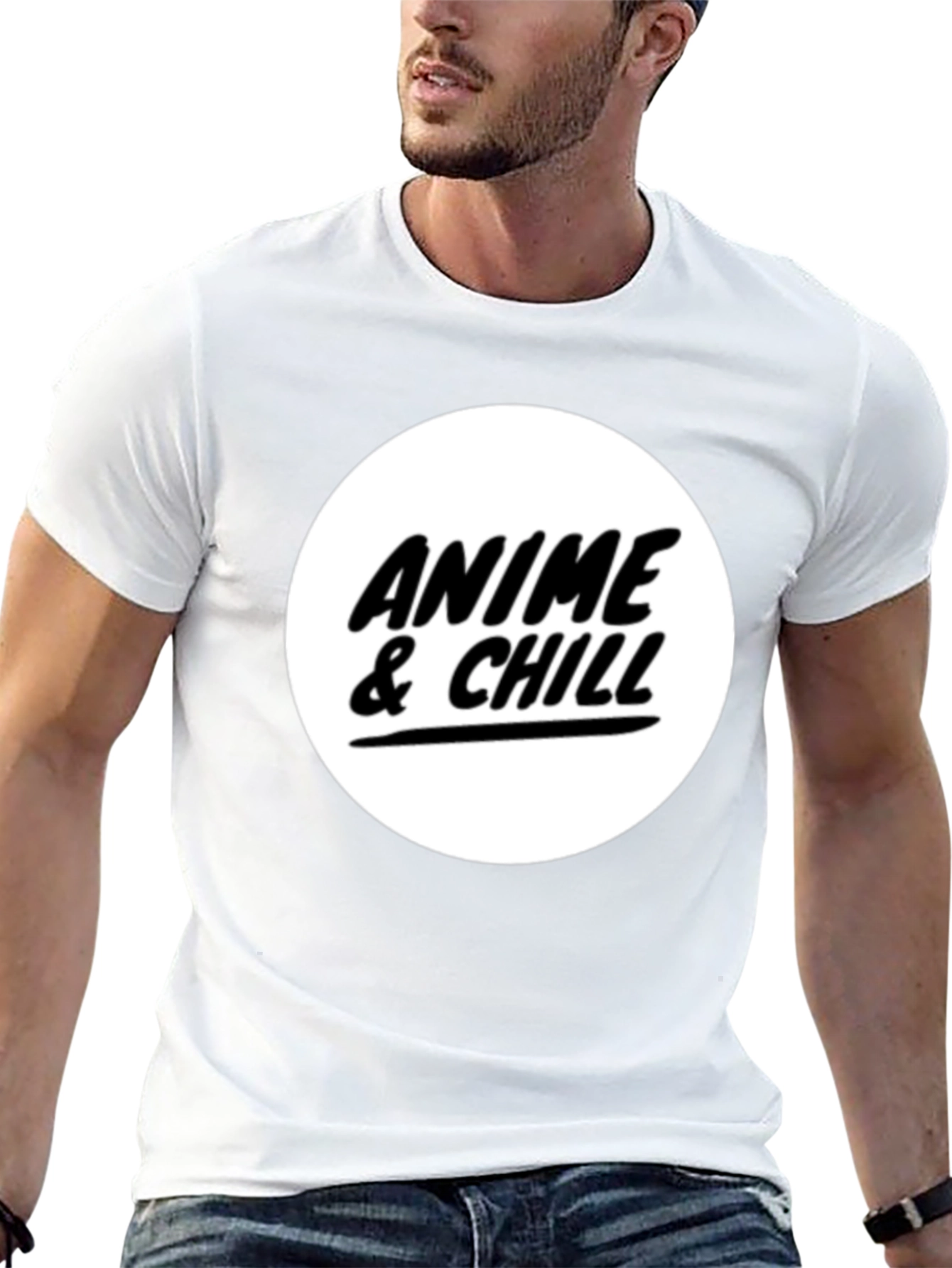 Anime & Chill Black Graphic T-Shirt