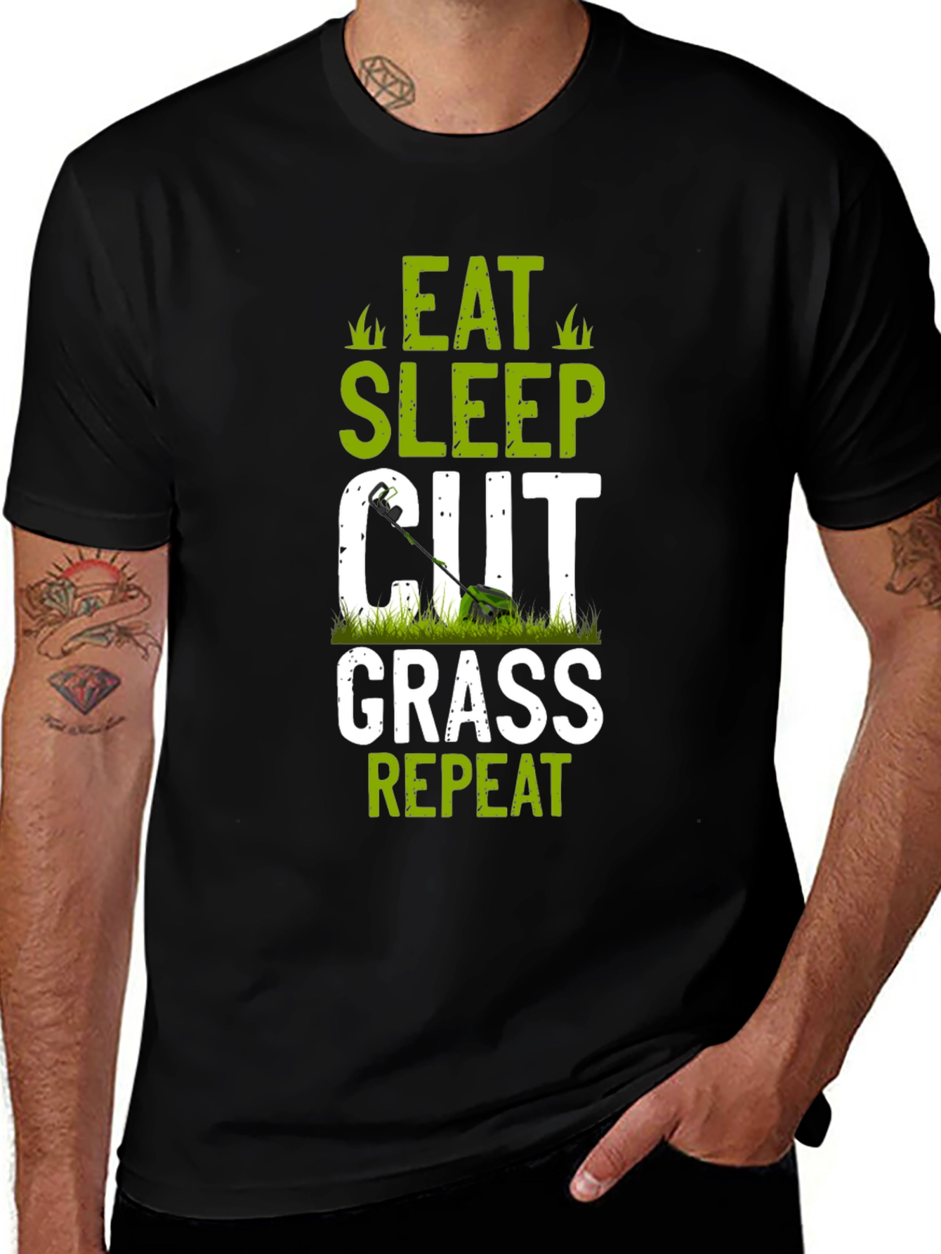 Eat Sleep Cut Grass Repeat Graphic Tee