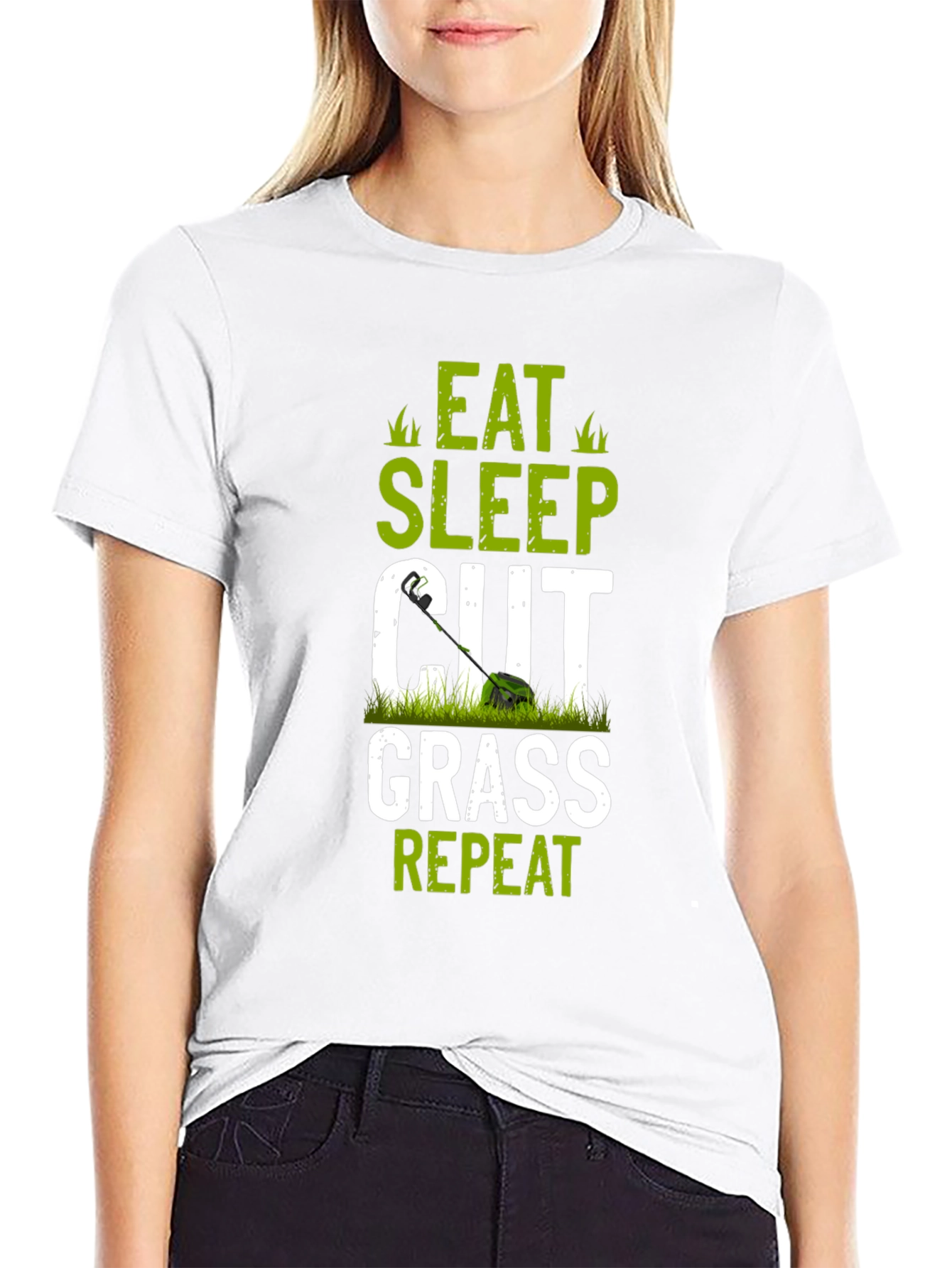 Eat Sleep Cut Grass Repeat Graphic Tee