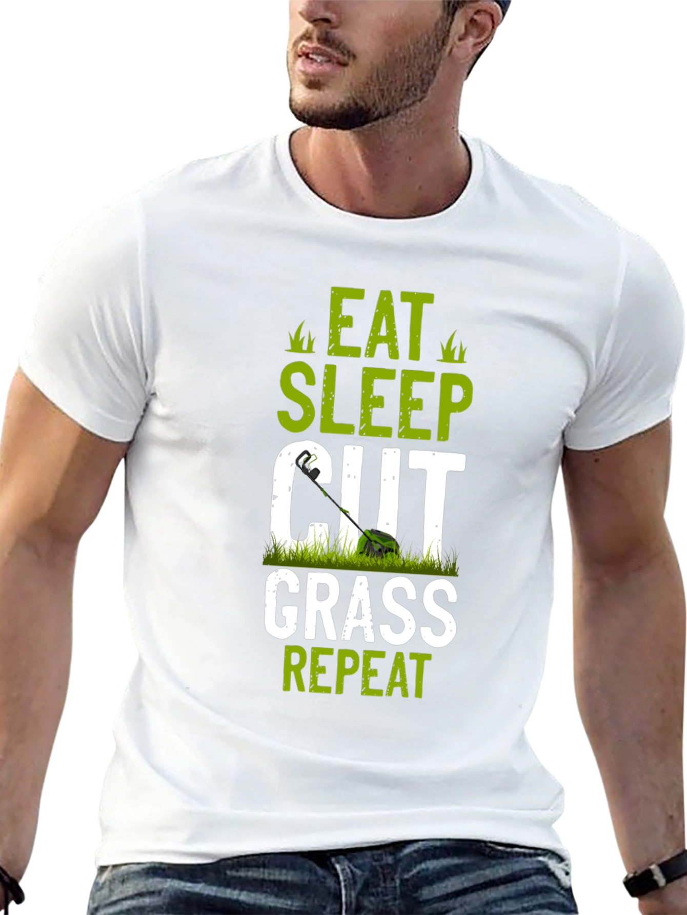 Eat Sleep Cut Grass Repeat Graphic Tee