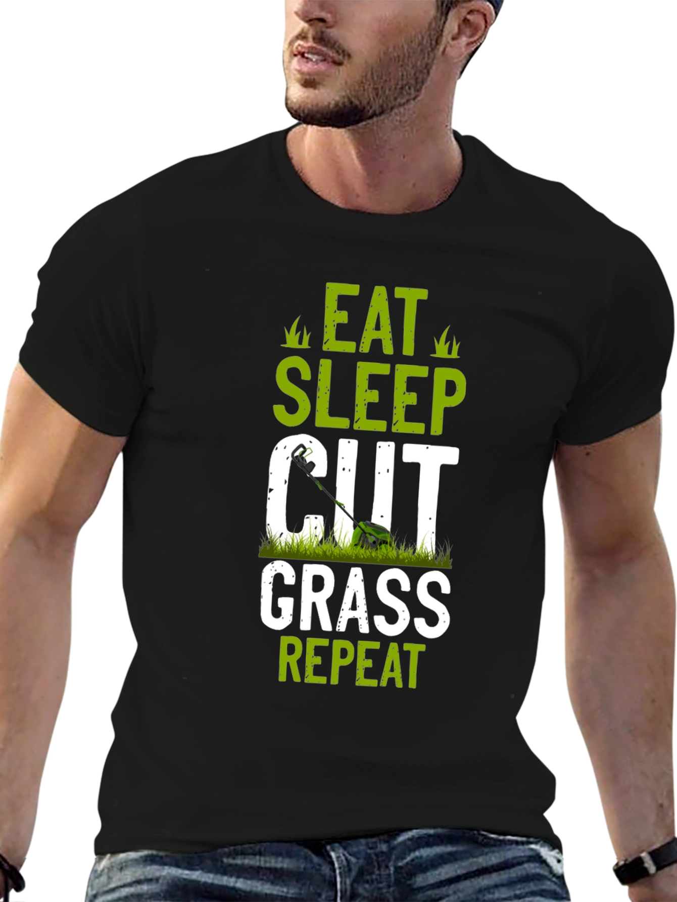 Eat Sleep Cut Grass Repeat Graphic Tee