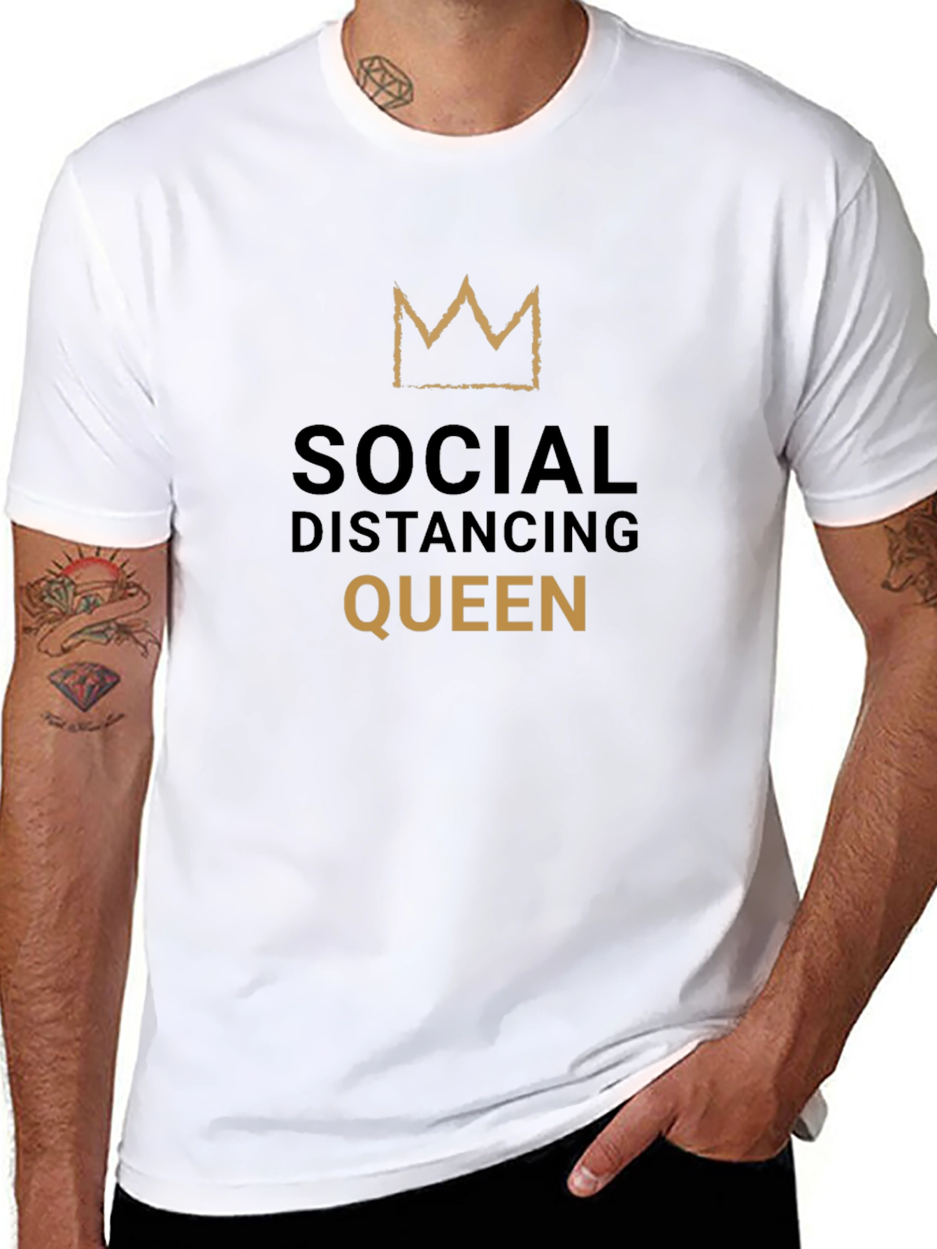 Social Distancing Queen Black T-Shirt