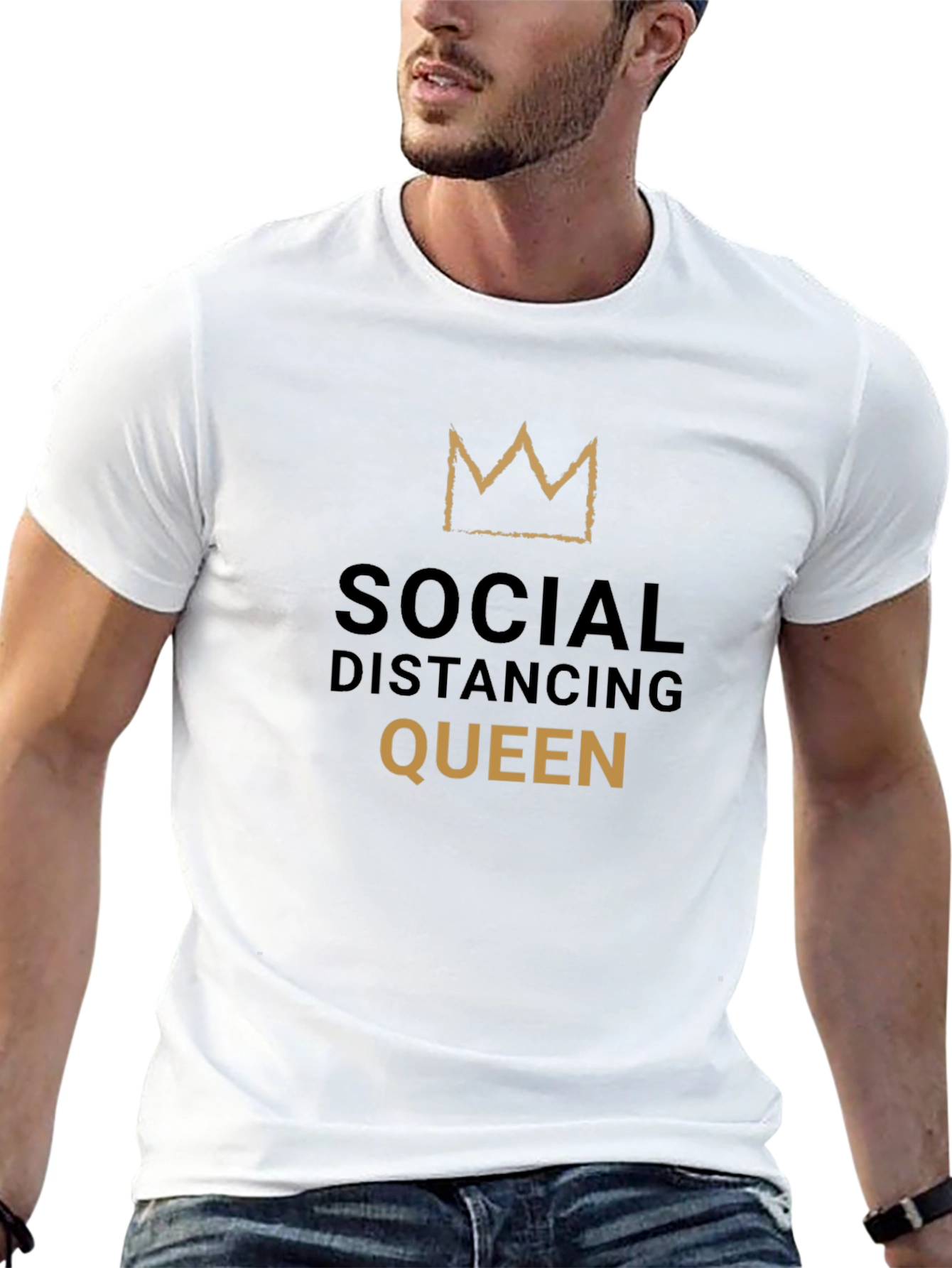 Social Distancing Queen Black T-Shirt