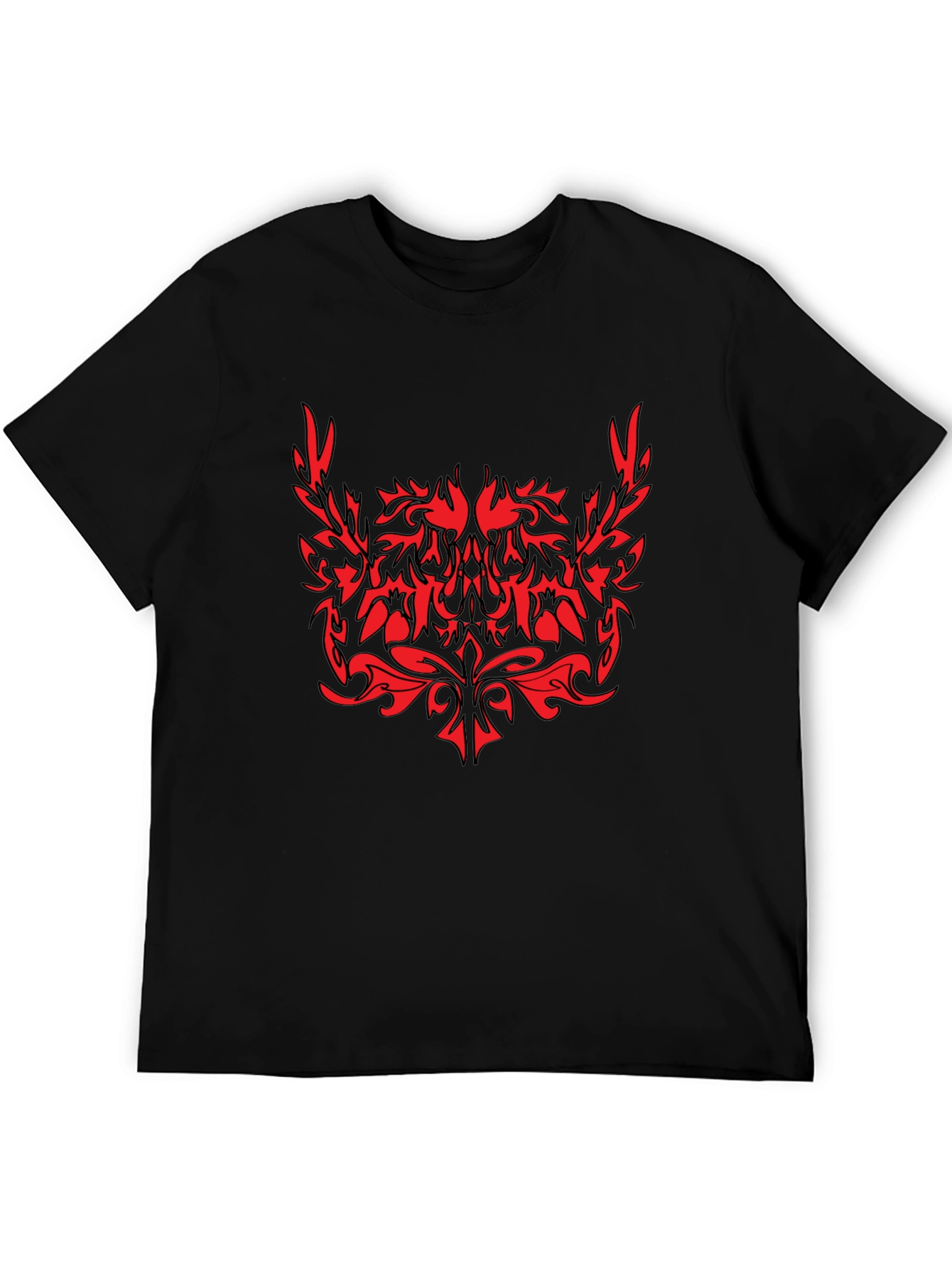 Tribal Graphic Black T-Shirt - Red Accent