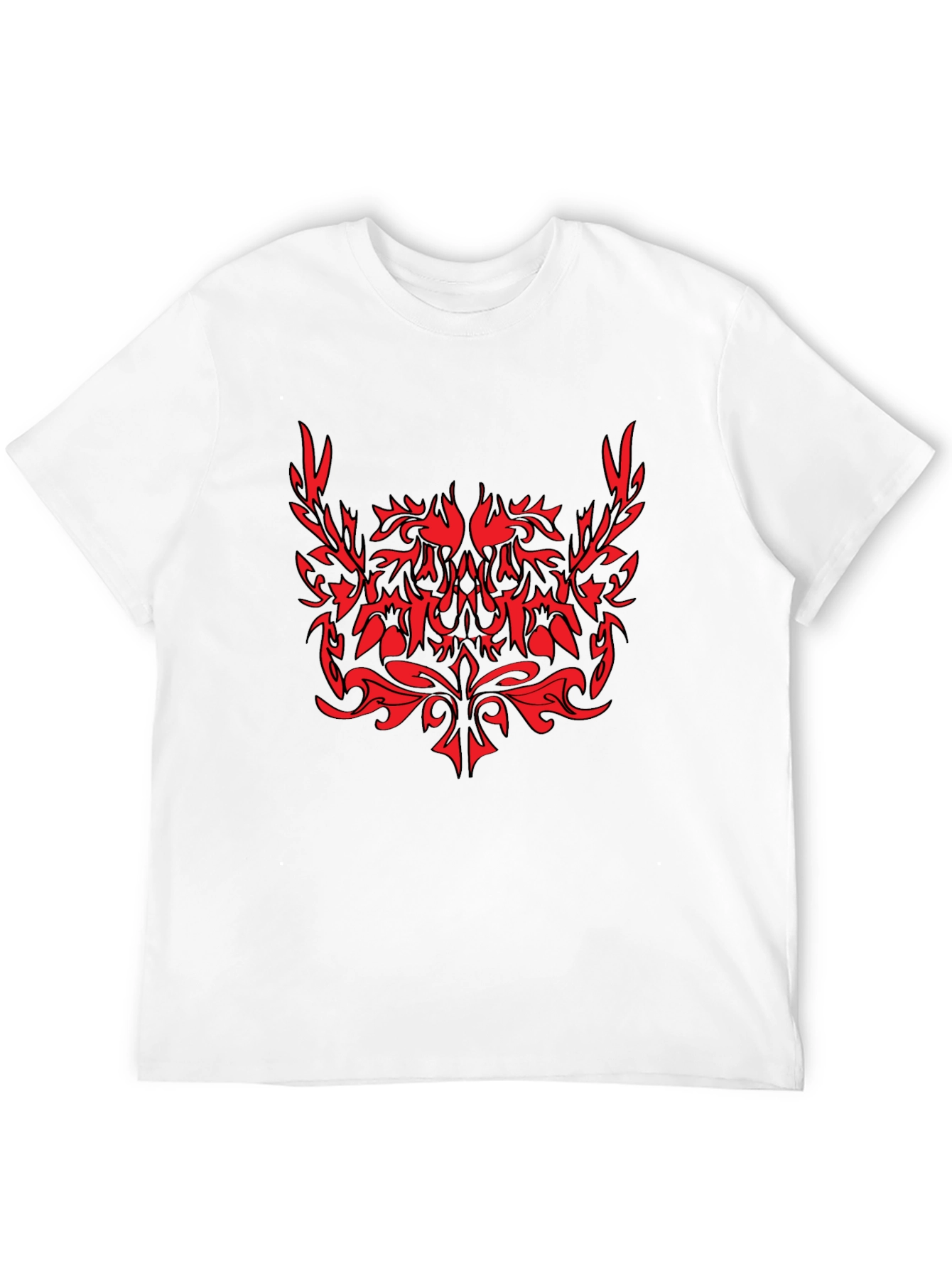 Tribal Graphic Black T-Shirt - Red Accent