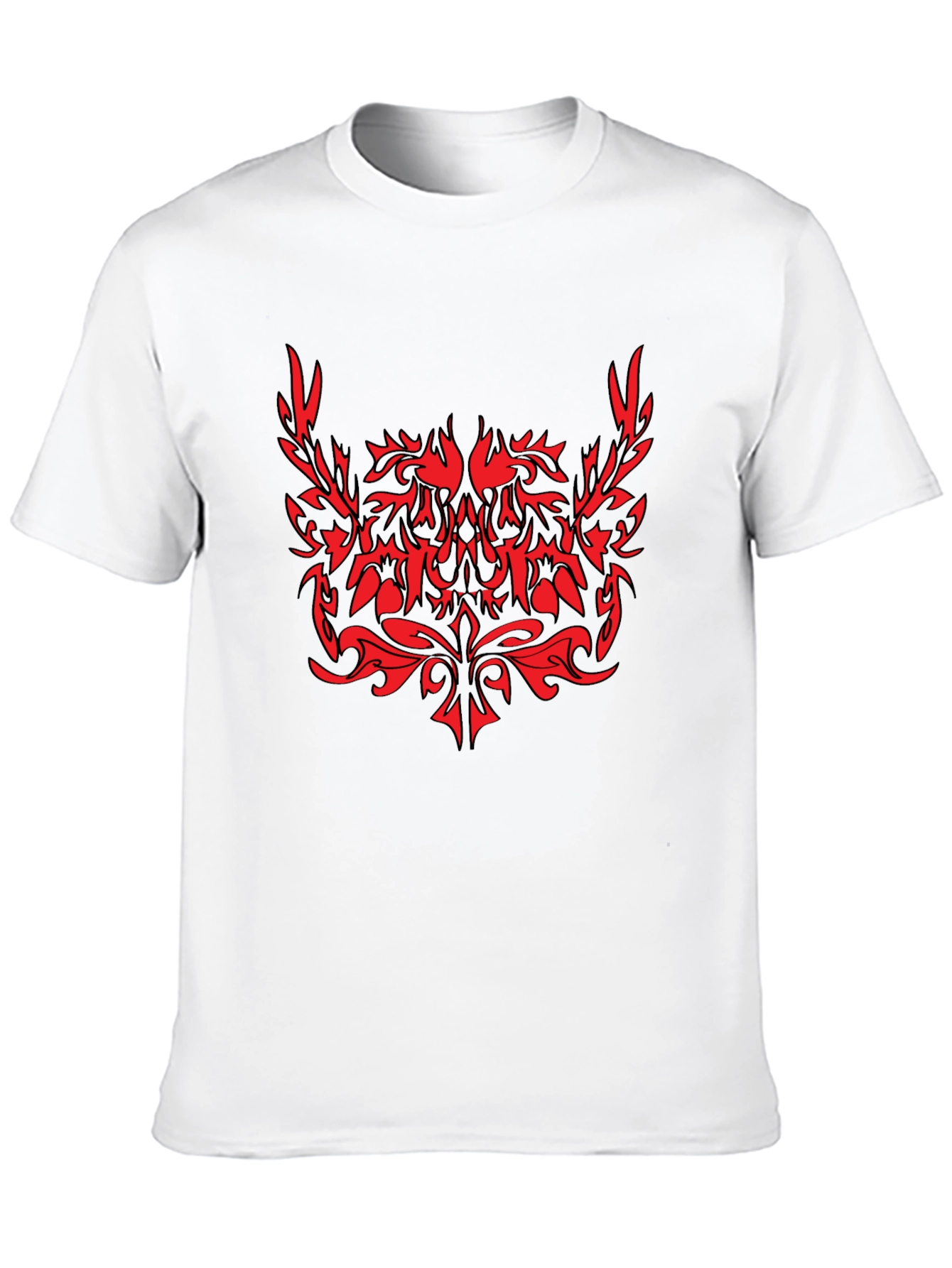 Tribal Graphic Black T-Shirt - Red Accent