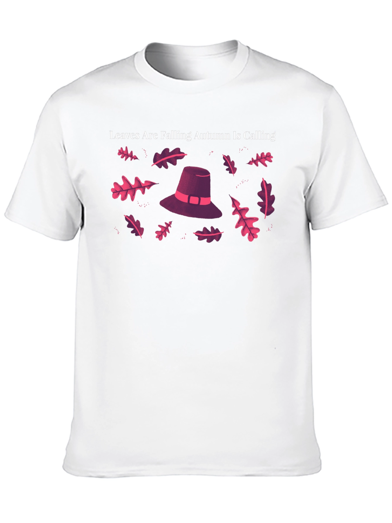 Autumn Leaves Hat Black T-Shirt