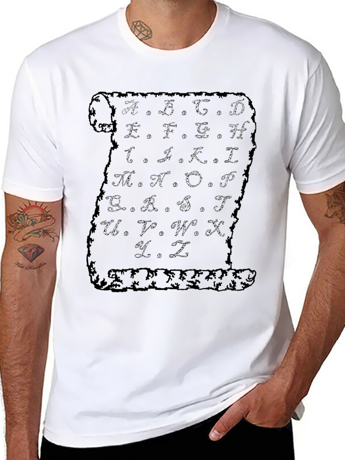 Alphabet Scroll Black T-Shirt
