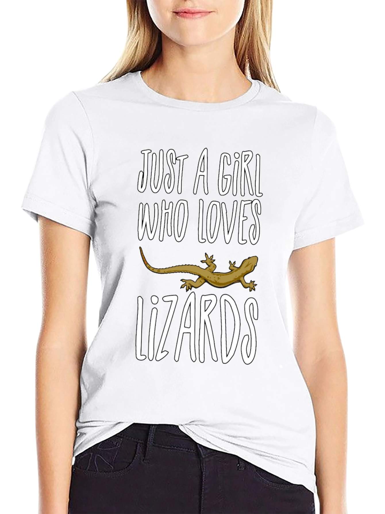 Girl Loves Lizards Black T-Shirt