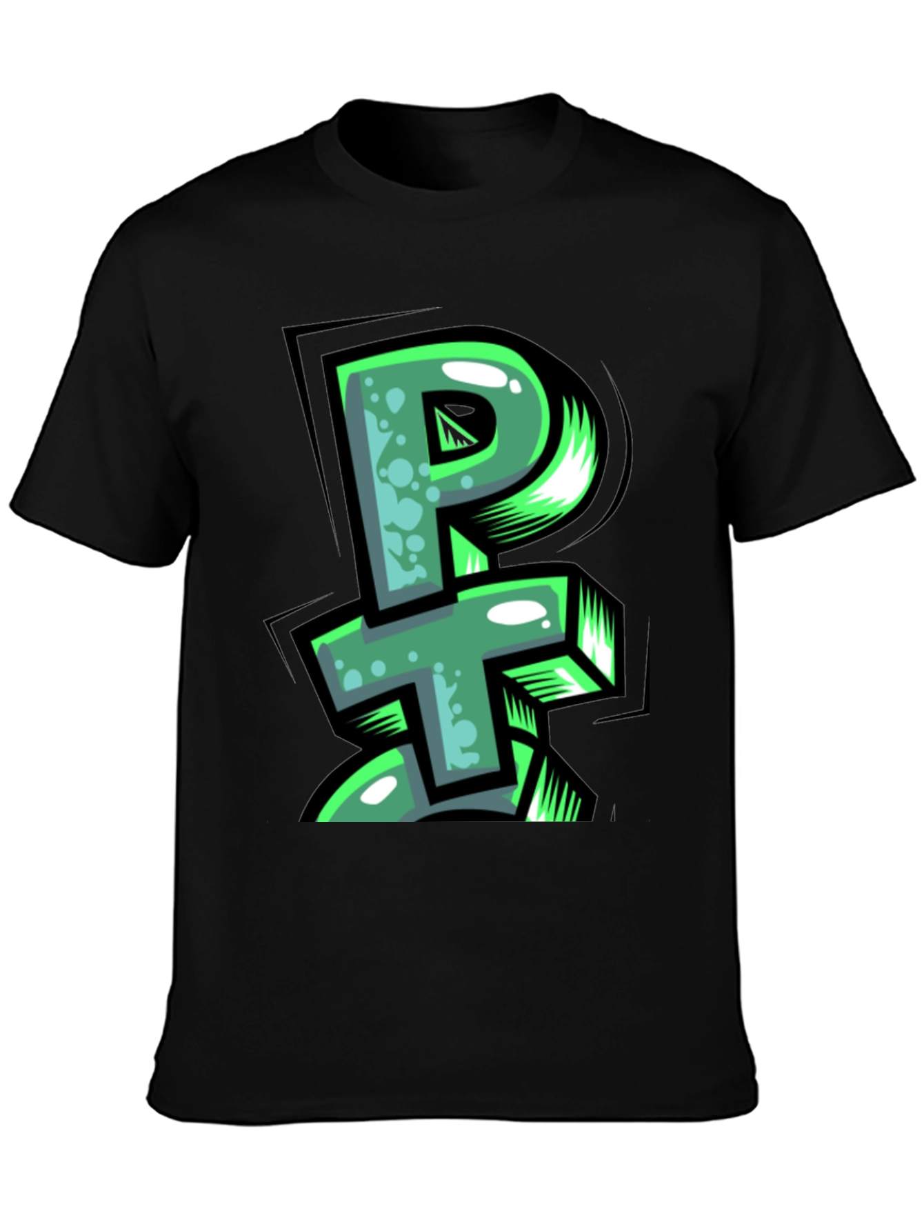 PT Graffiti Style Graphic Print Black T-Shirt